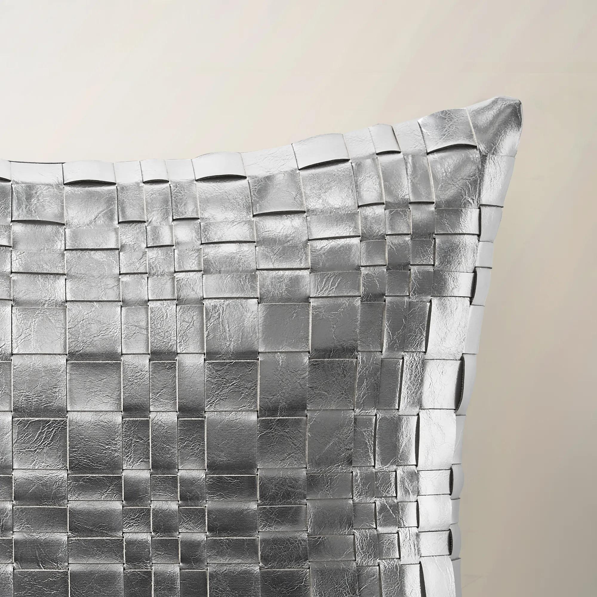 Metallic Woven Pillow 20" - Silver
