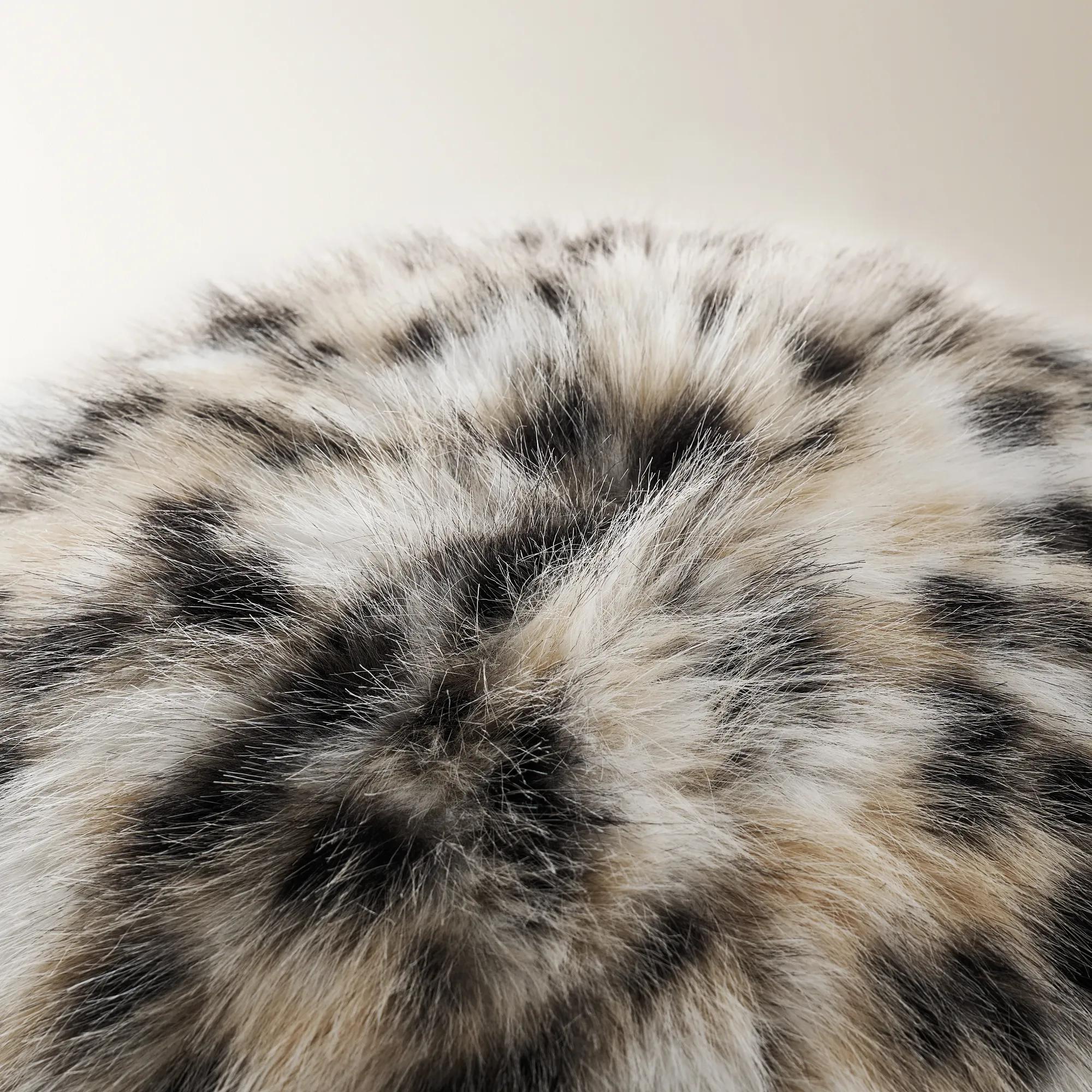 Spotted Faux Fur Ball Pillow 12"
