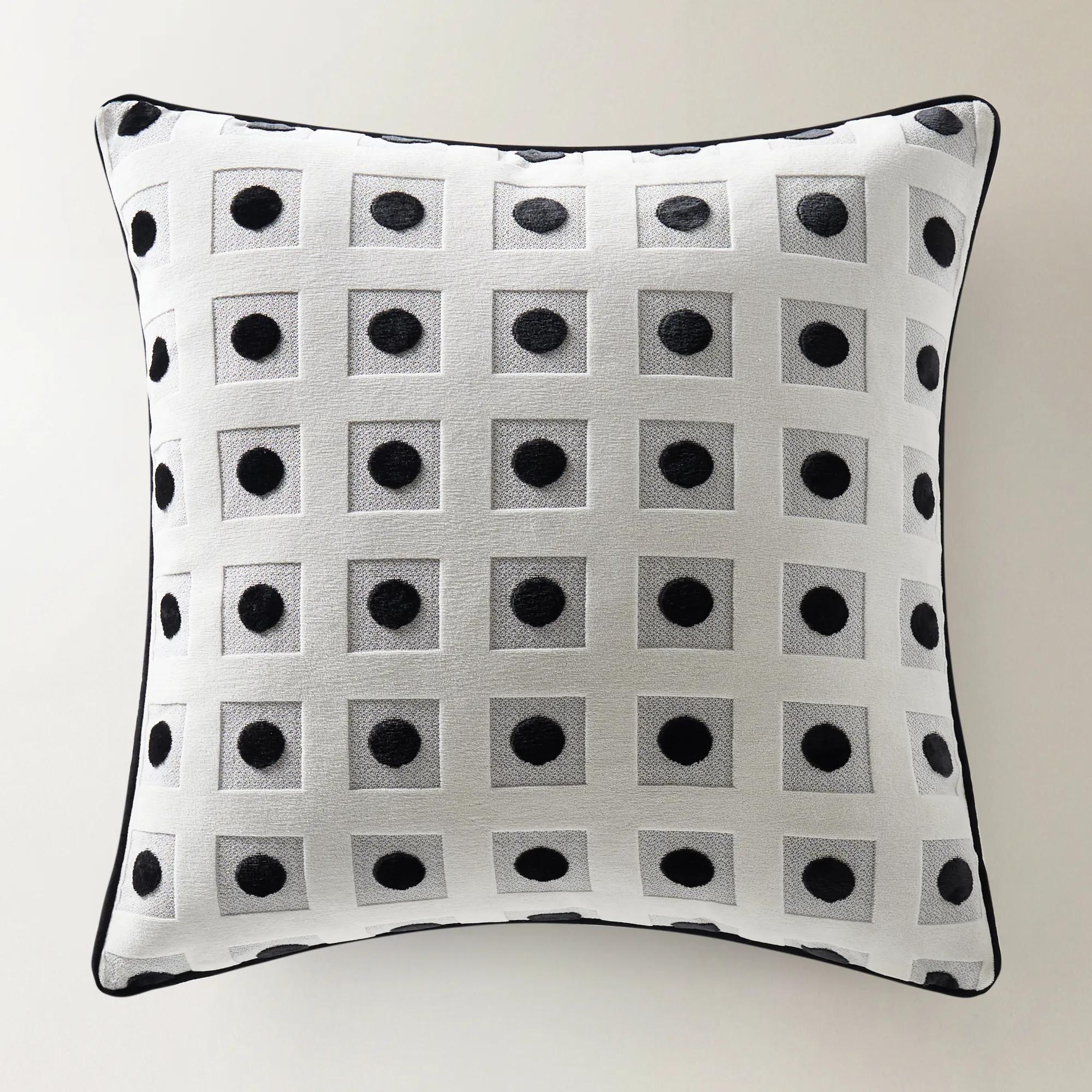 Geo Dot Pillow 22" - White/Black