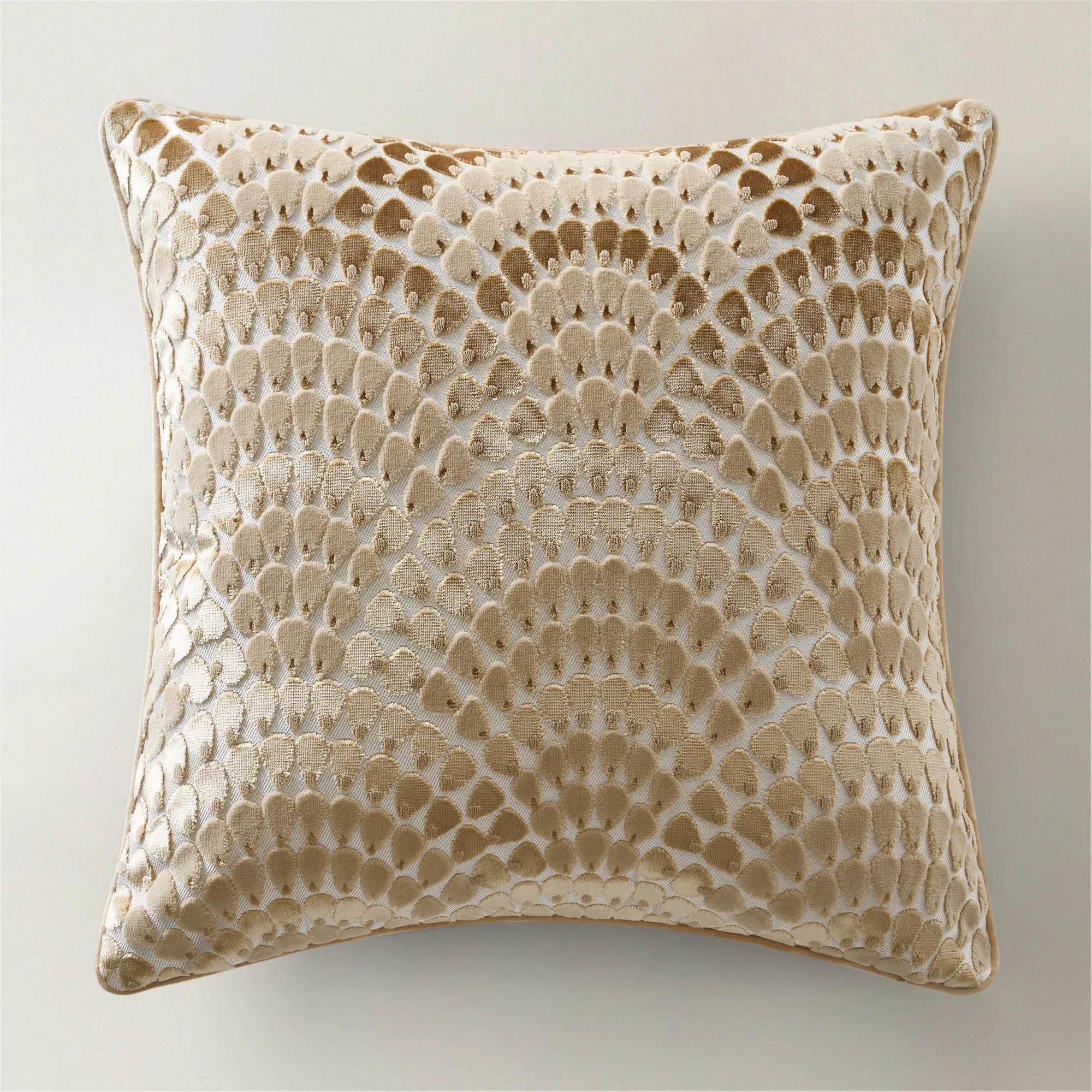 Déco Velvet Fan Pillow 22" - Gold/Blush