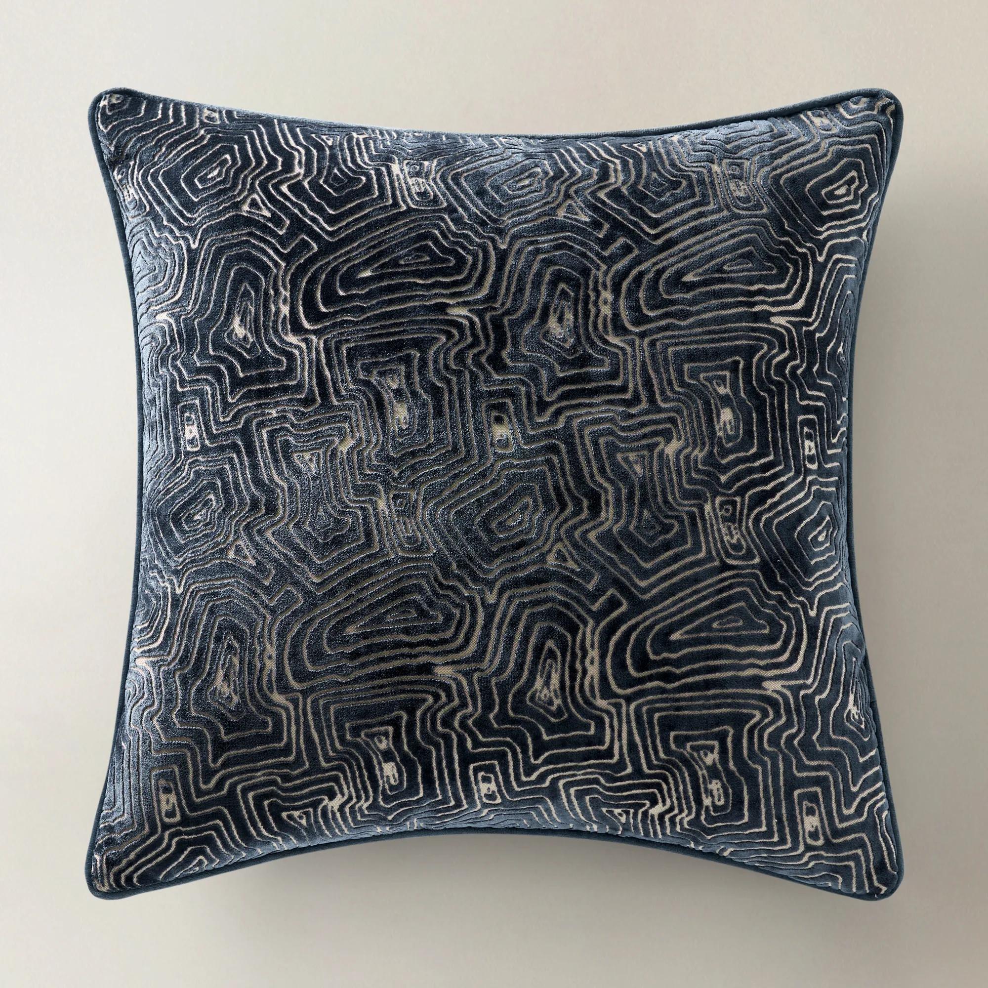 Geode Velvet Pillow 22" - Sapphire