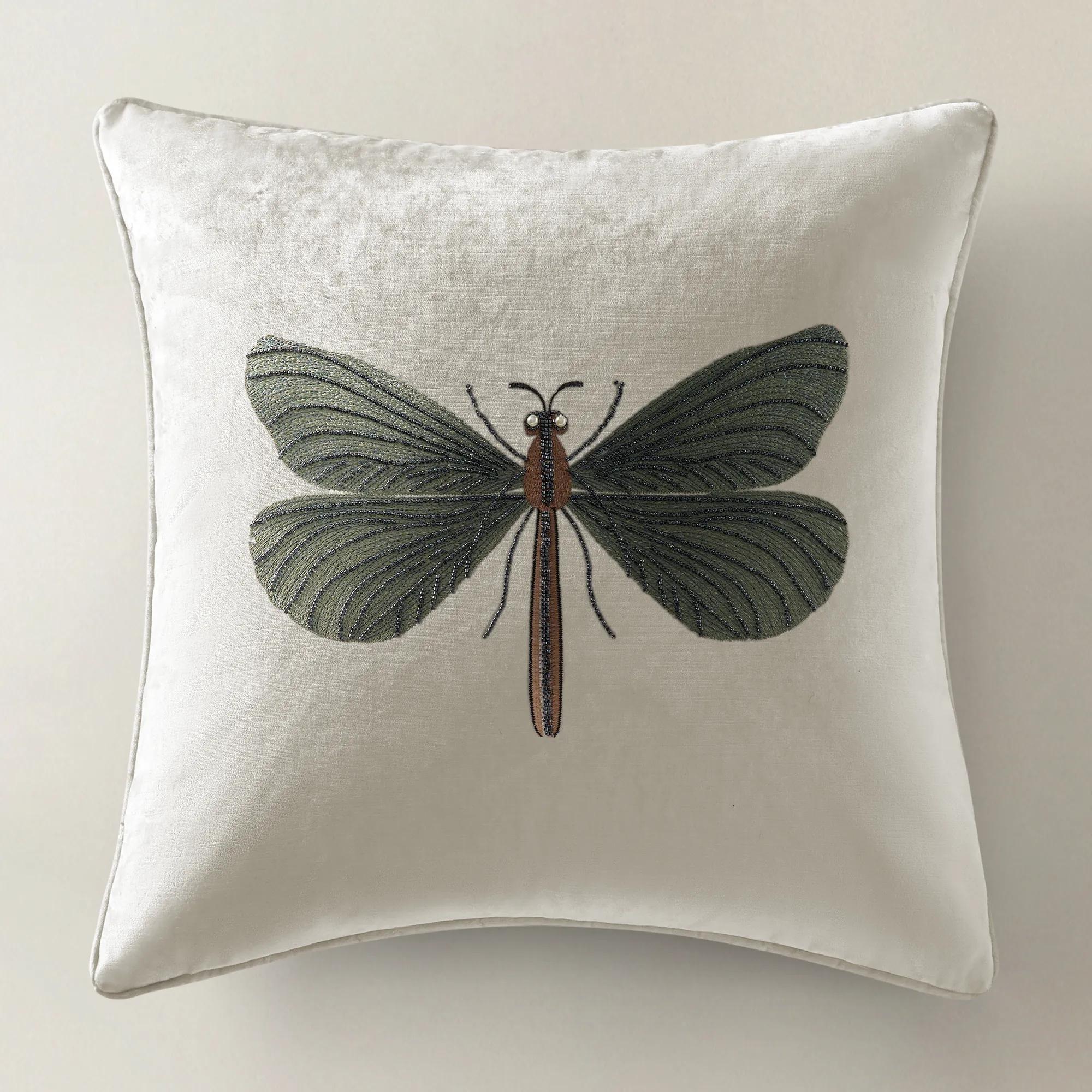 Beaded Dragonfly Pillow - 20"