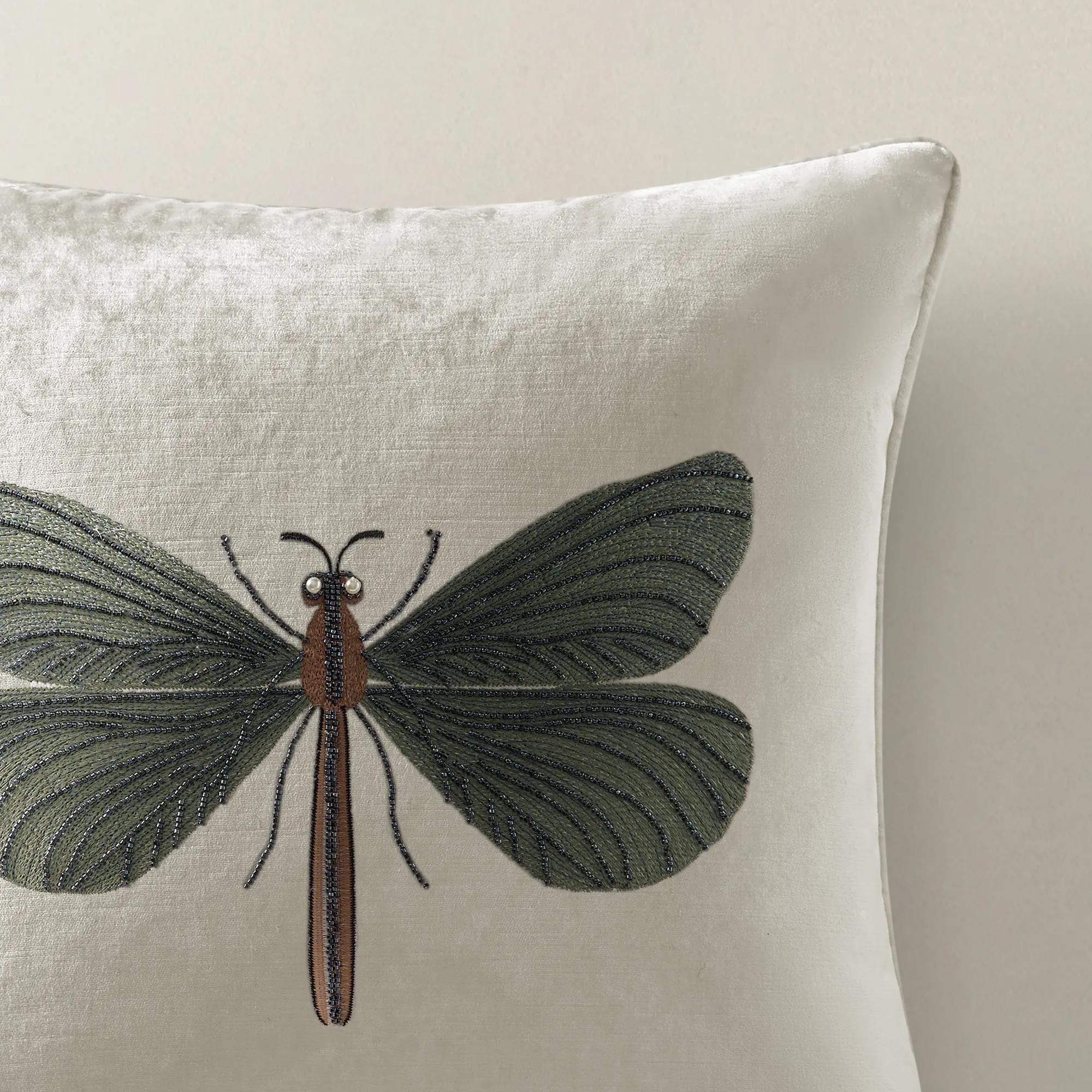 Beaded Dragonfly Pillow - 20"