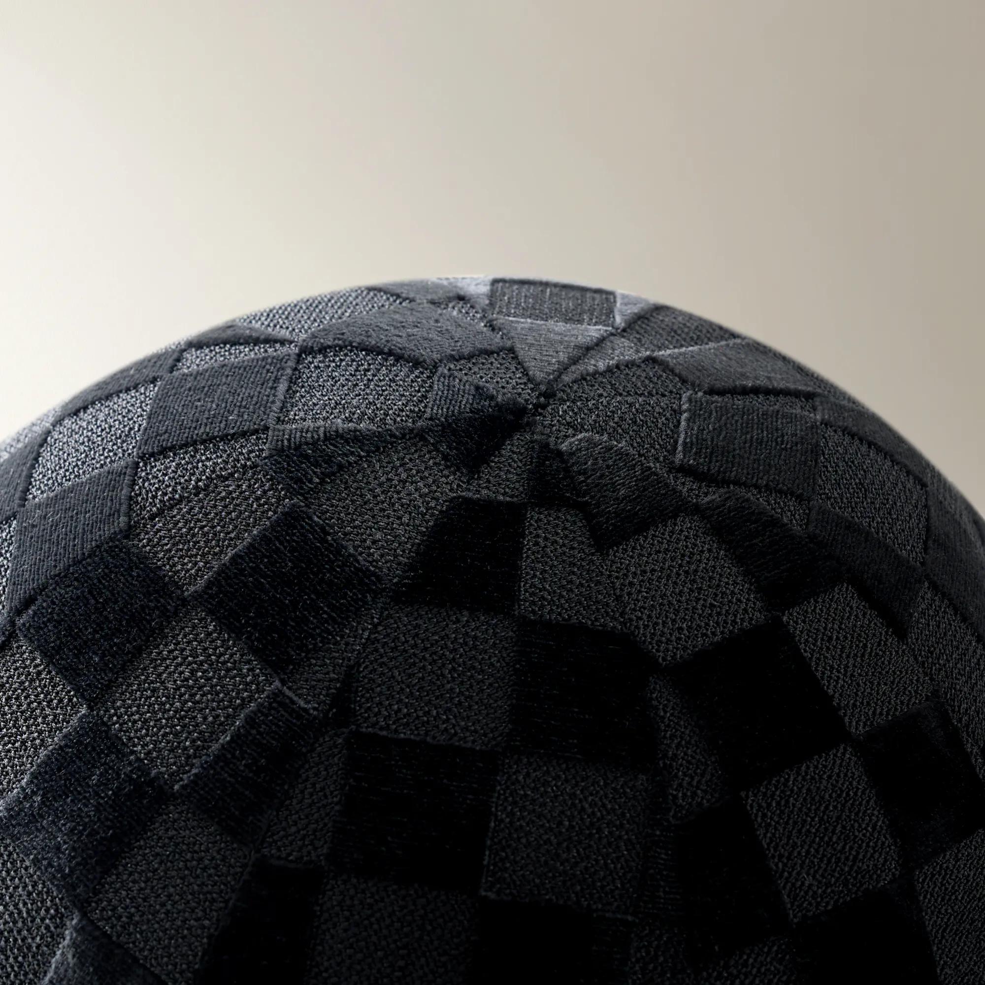 Checker Velvet Ball Pillow 12" - Black