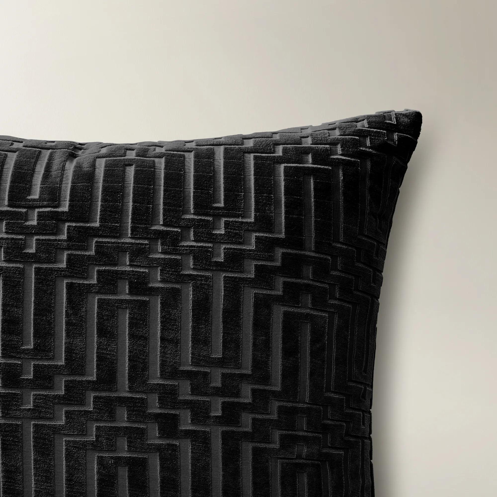 Porter Black Cut Velvet Pillow 24" x 24"