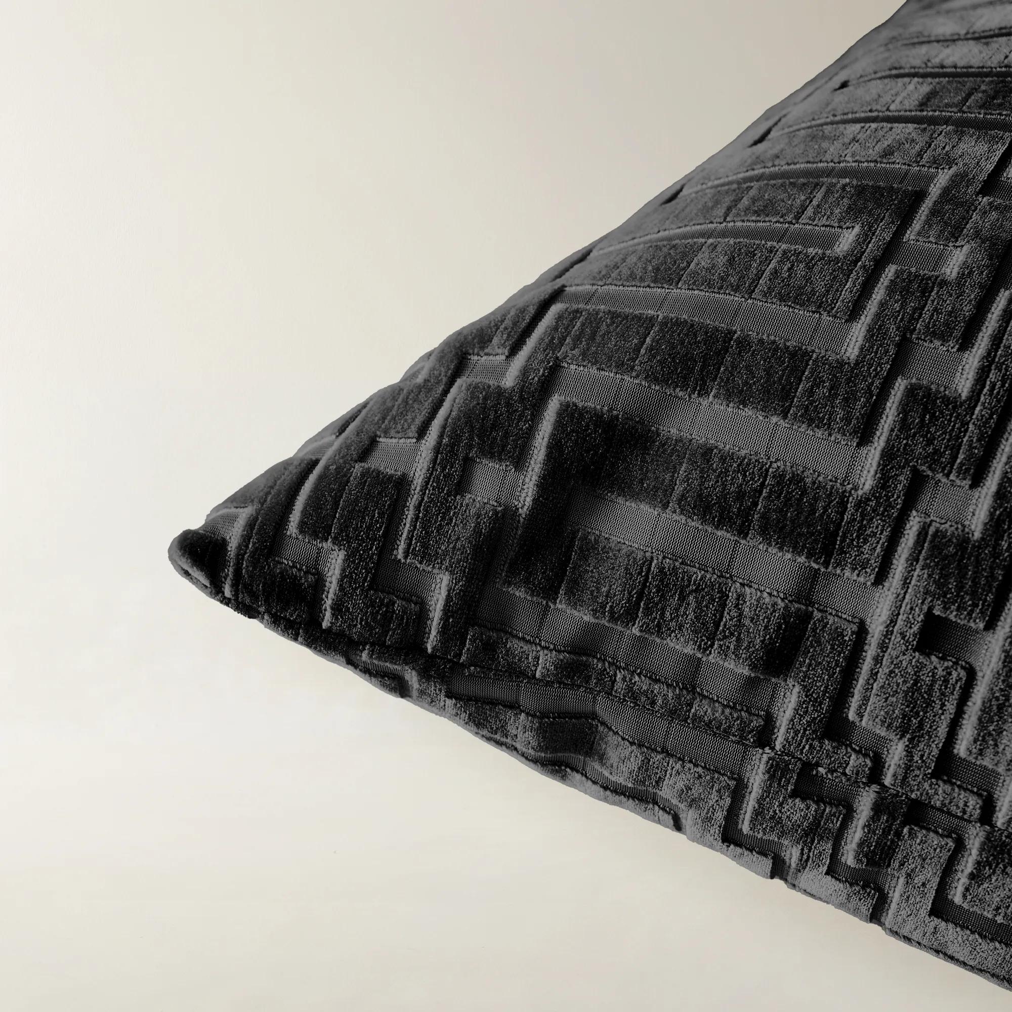 Porter Black Cut Velvet Pillow 24" x 24"