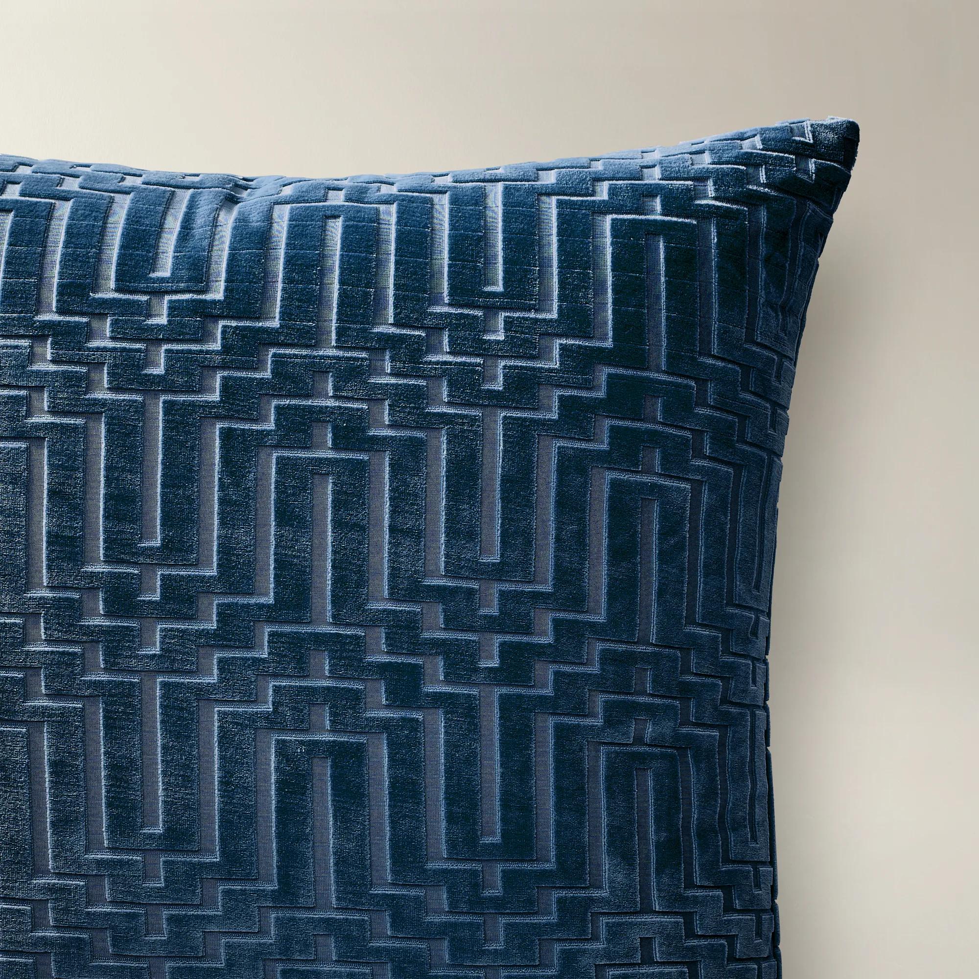 Porter Sapphire Cut Velvet Pillow 24" x 24"