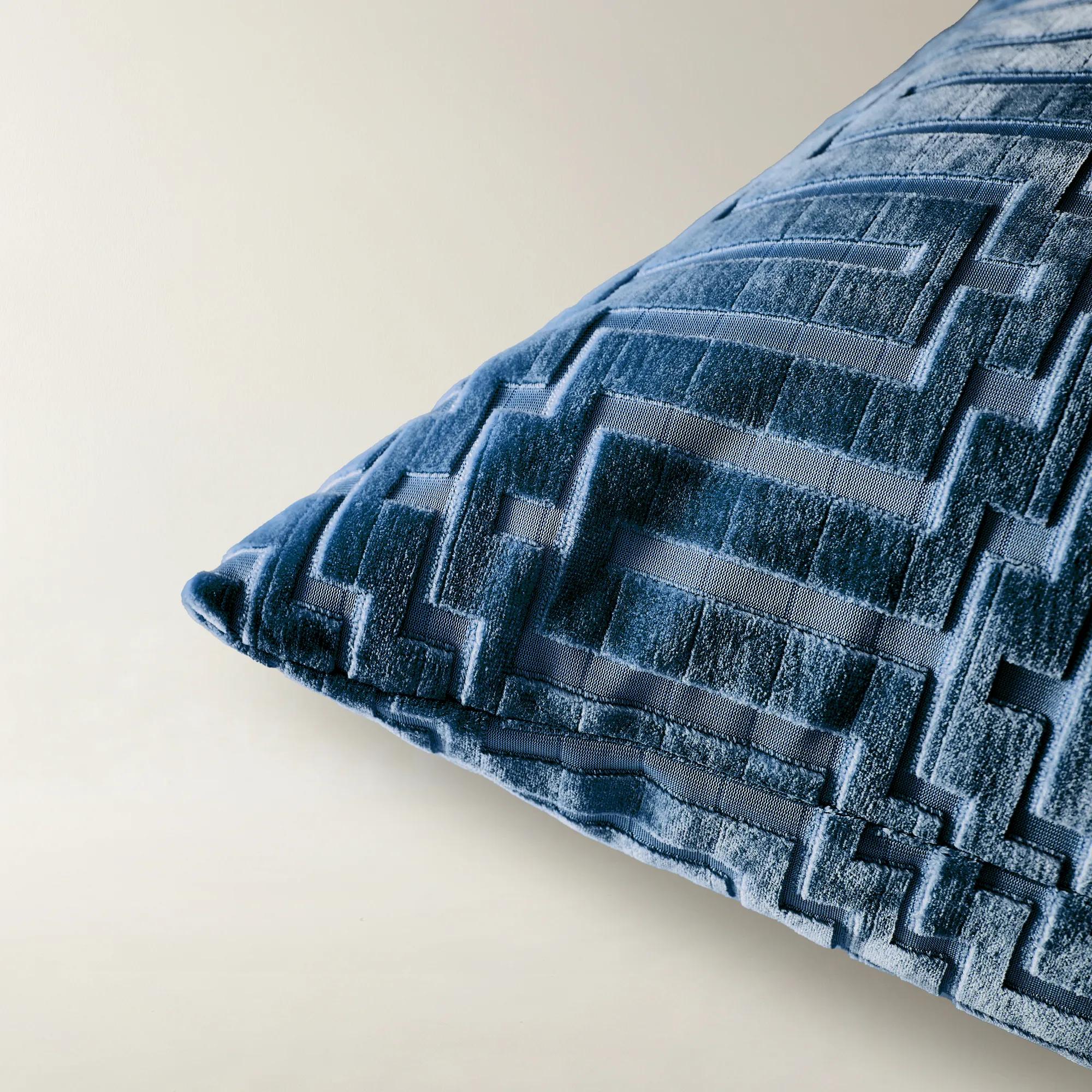 Porter Sapphire Cut Velvet Pillow 24" x 24"