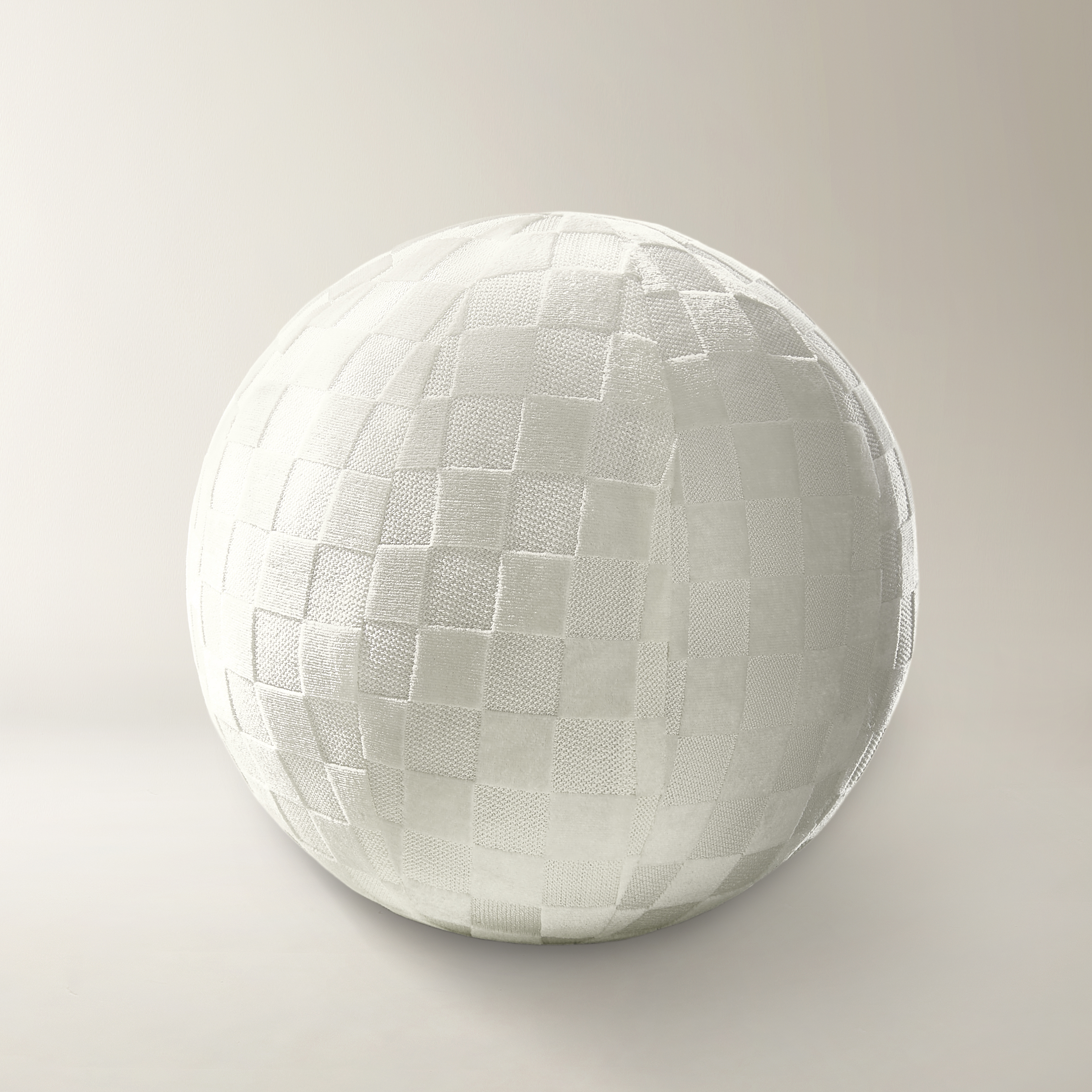 Checker Velvet Ball Pillow 12" - White