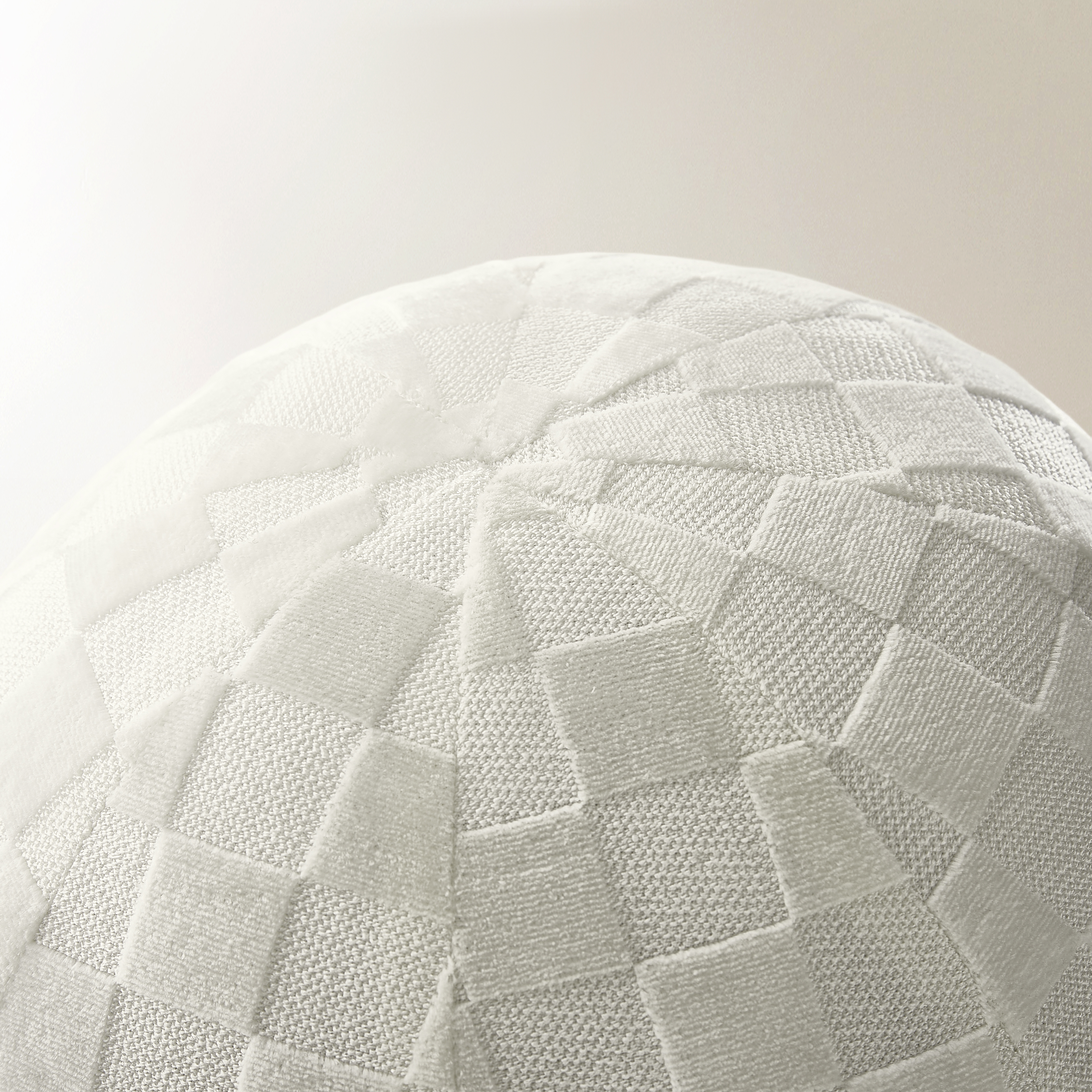 Checker Velvet Ball Pillow 12" - White