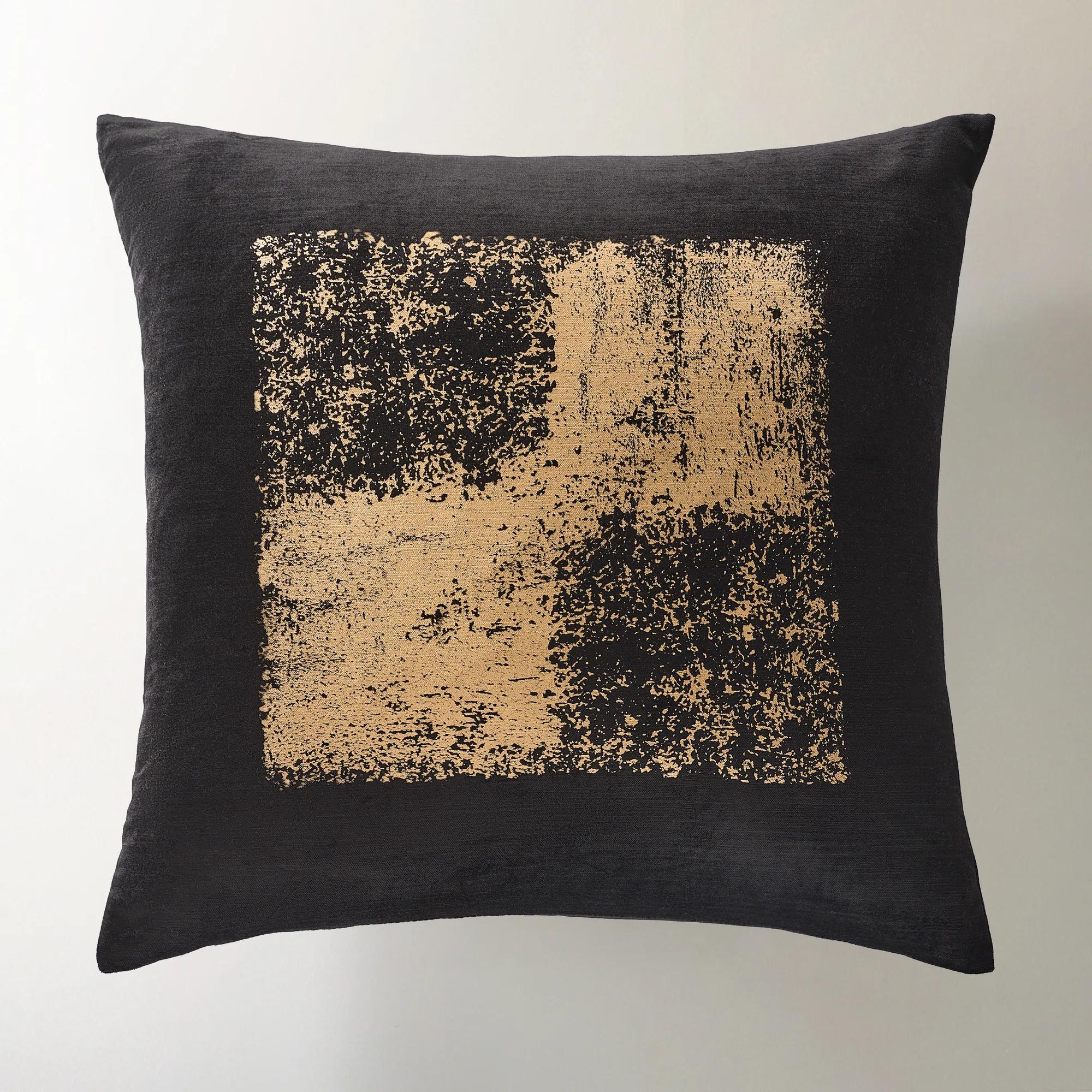 Amalia Metallic Checker Pillow 20" - Black/Gold