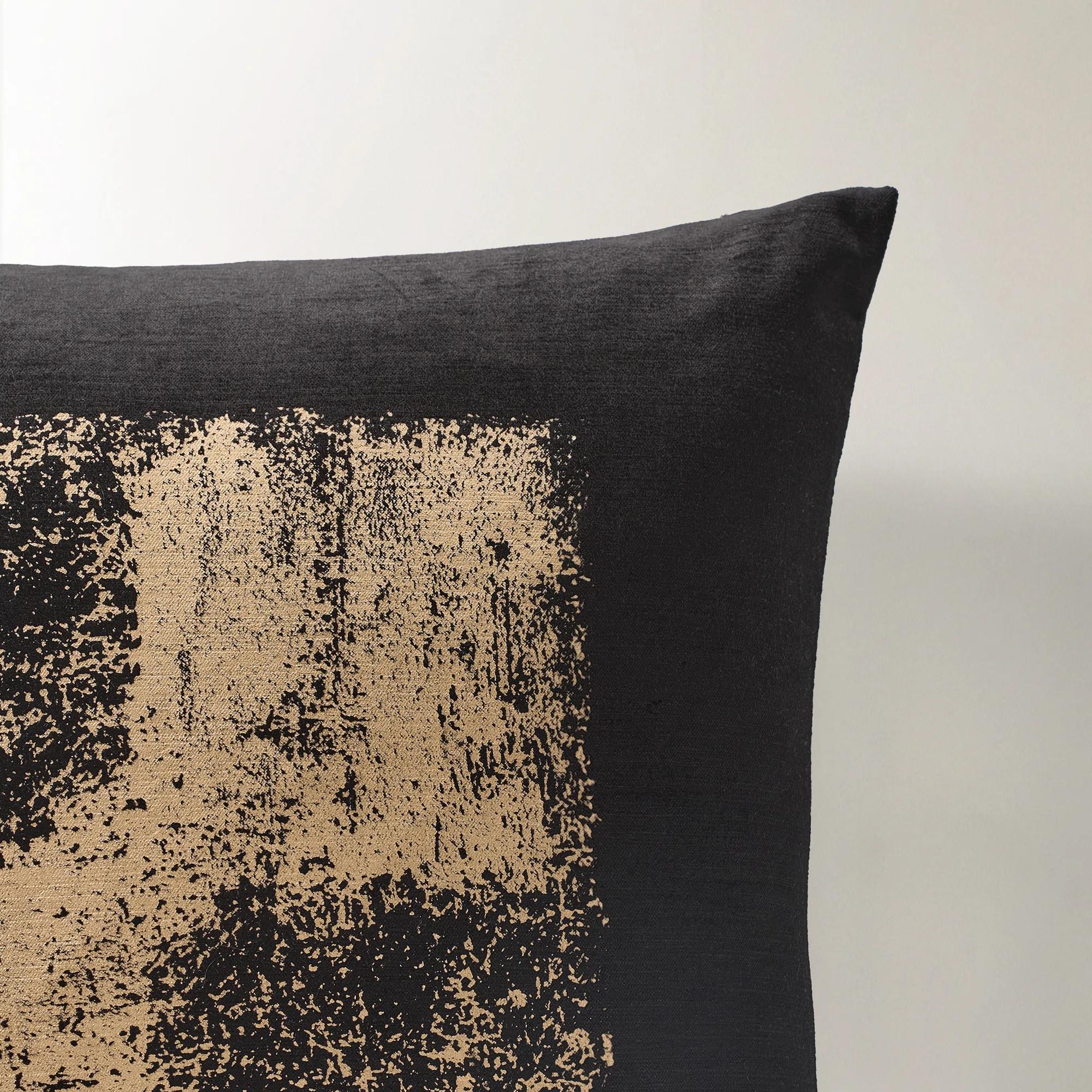 Amalia Metallic Checker Pillow 20" - Black/Gold