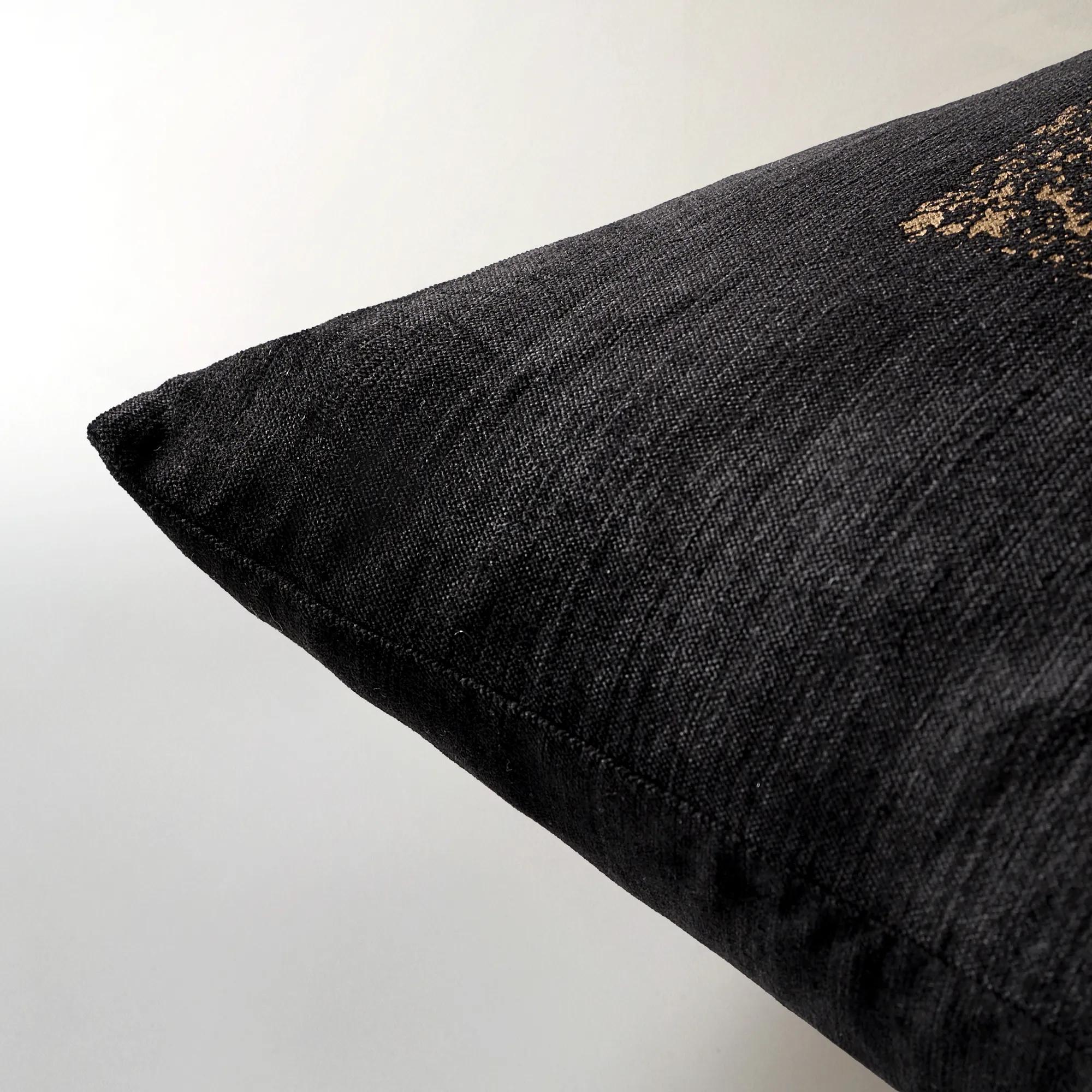 Amalia Metallic Checker Pillow 20" - Black/Gold