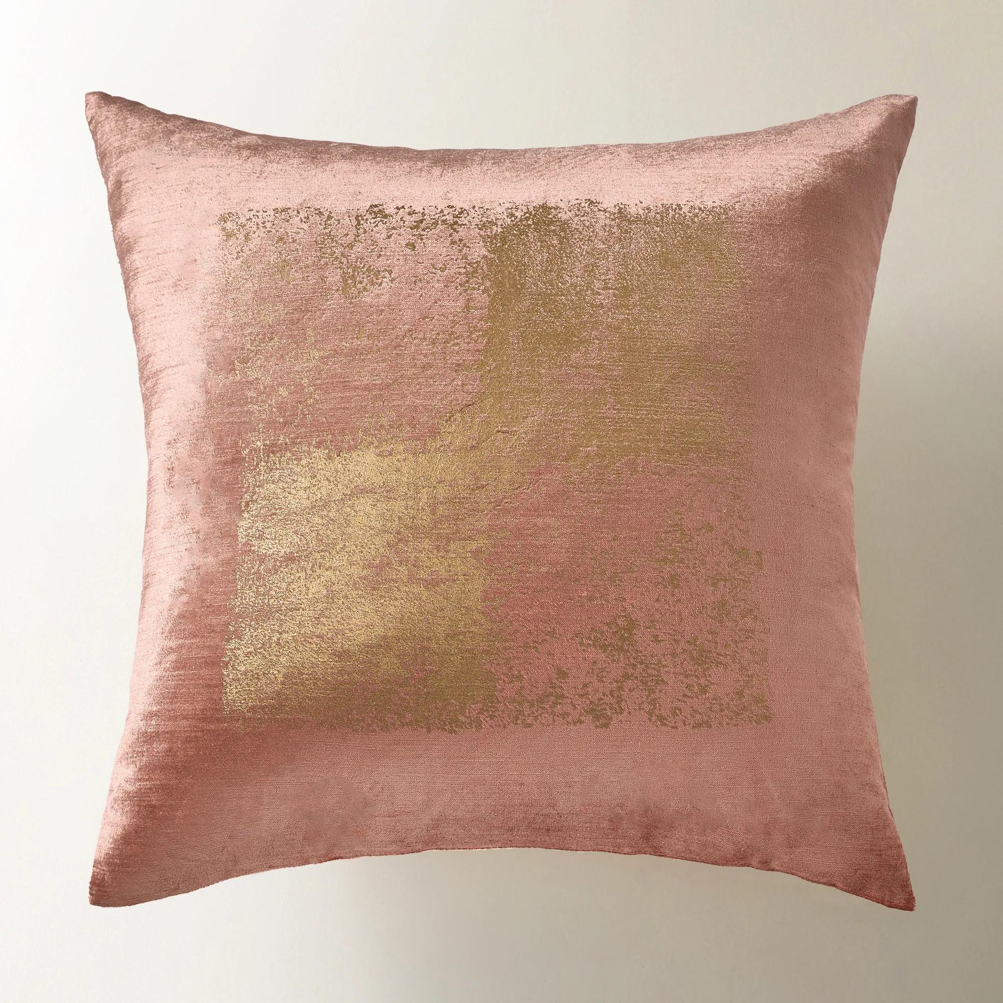 Amalia Metallic Velvet  Pillow 20" - Mocha Mousse/Gold