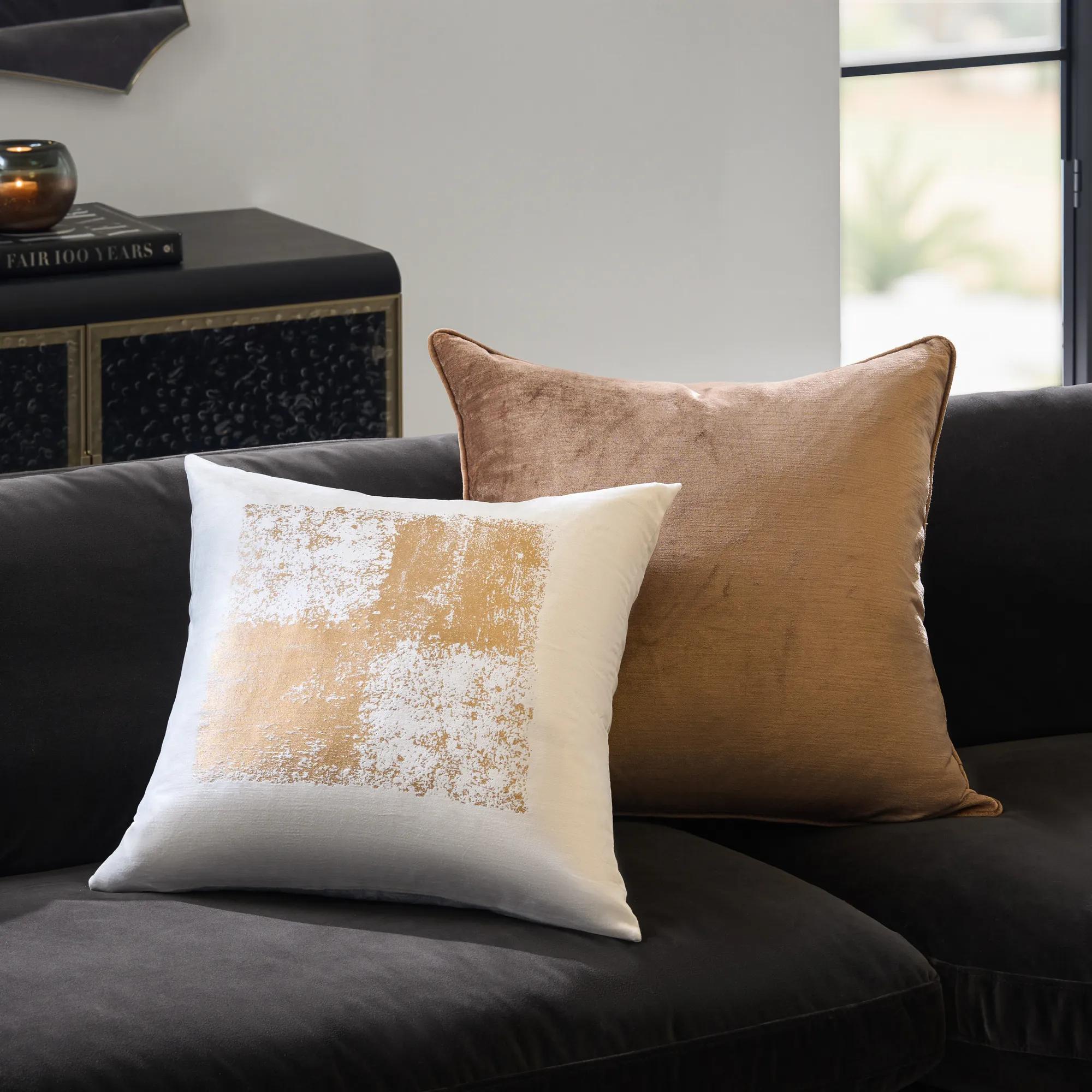 Amalia Metallic Checker Pillow 20" - White/Gold