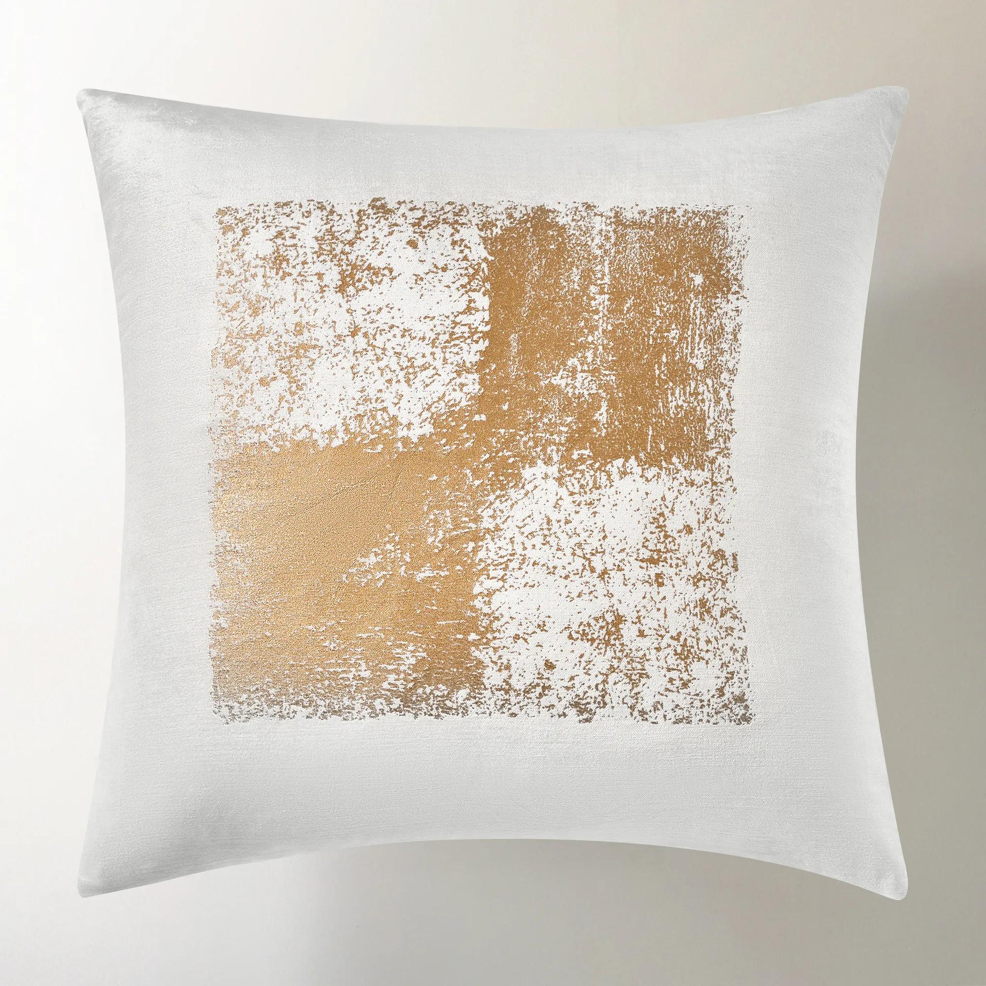 Amalia Metallic Checker Pillow 20" - White/Gold