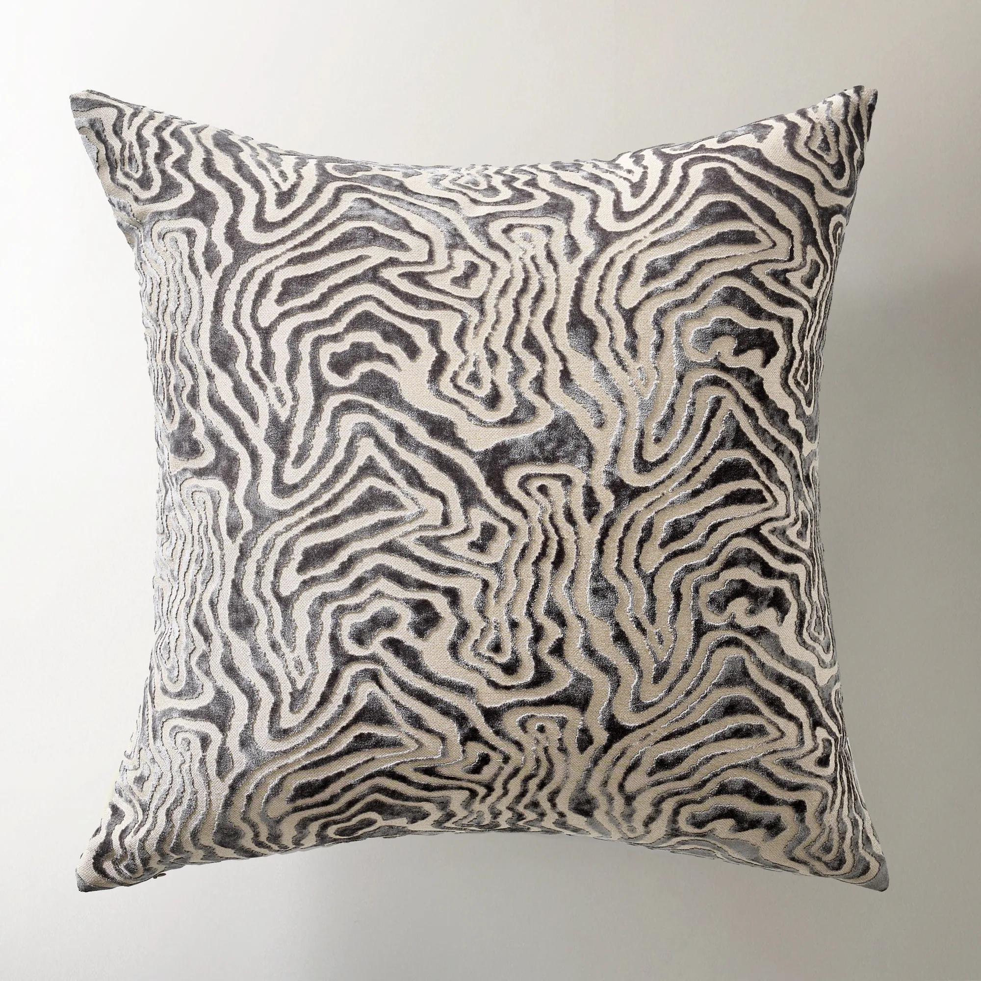 Echo Cut Velvet Pillow 24" - Smoked Pearl