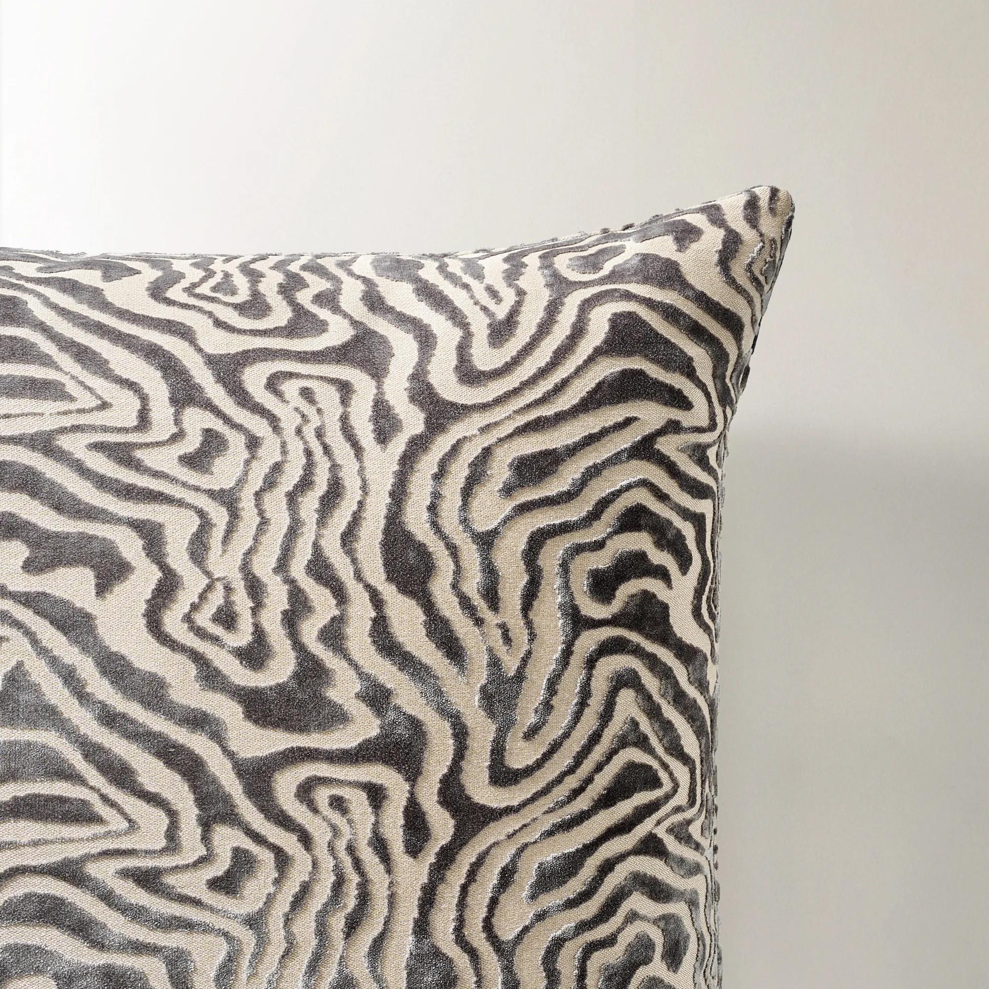 Echo Cut Velvet Pillow 24" - Smoked Pearl