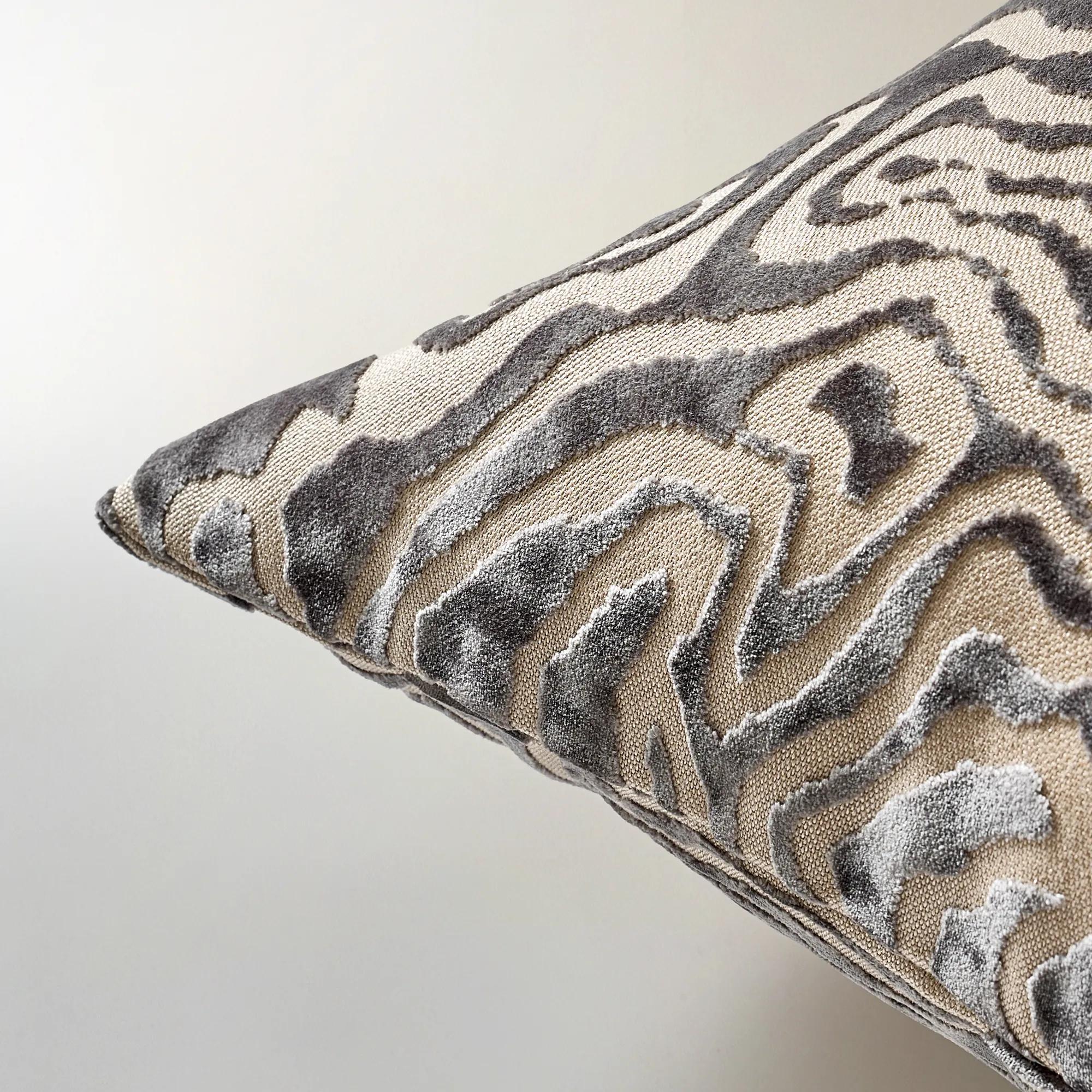 Echo Cut Velvet Pillow 24" - Smoked Pearl