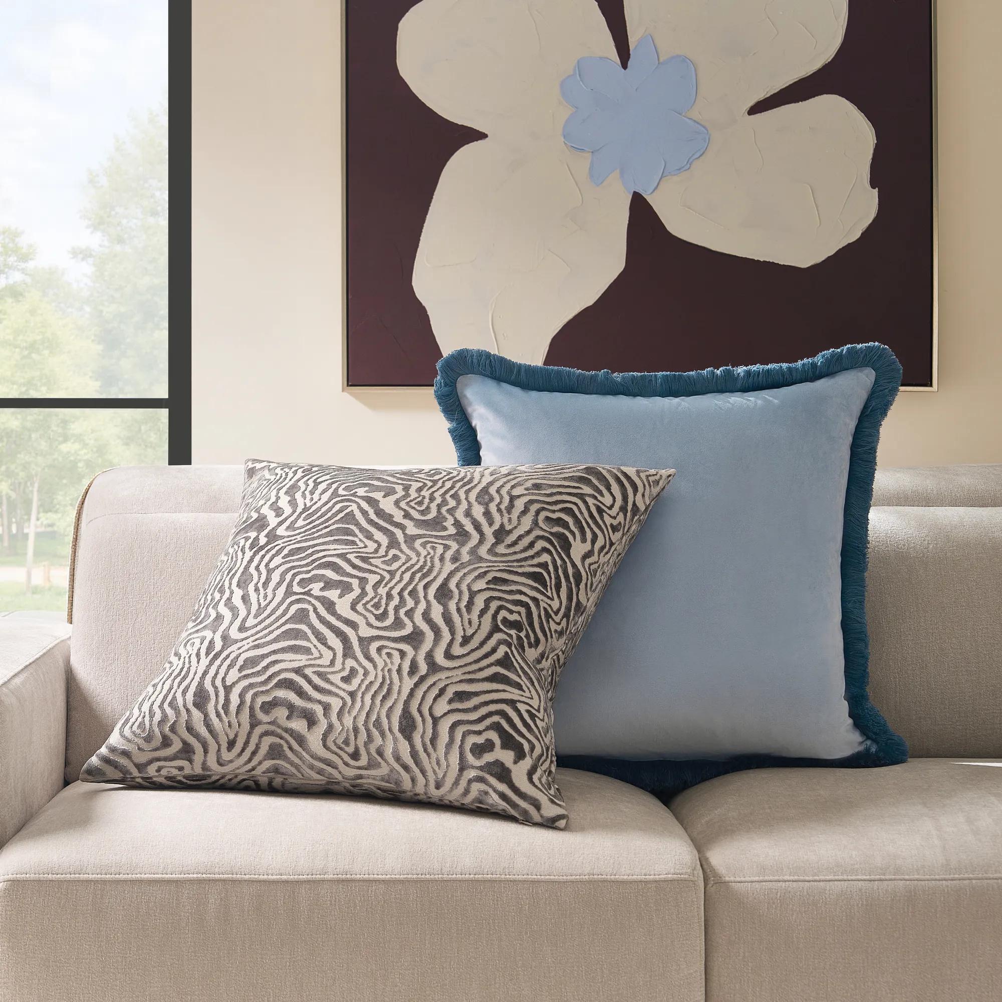 Echo Cut Velvet Pillow 24" - Smoked Pearl