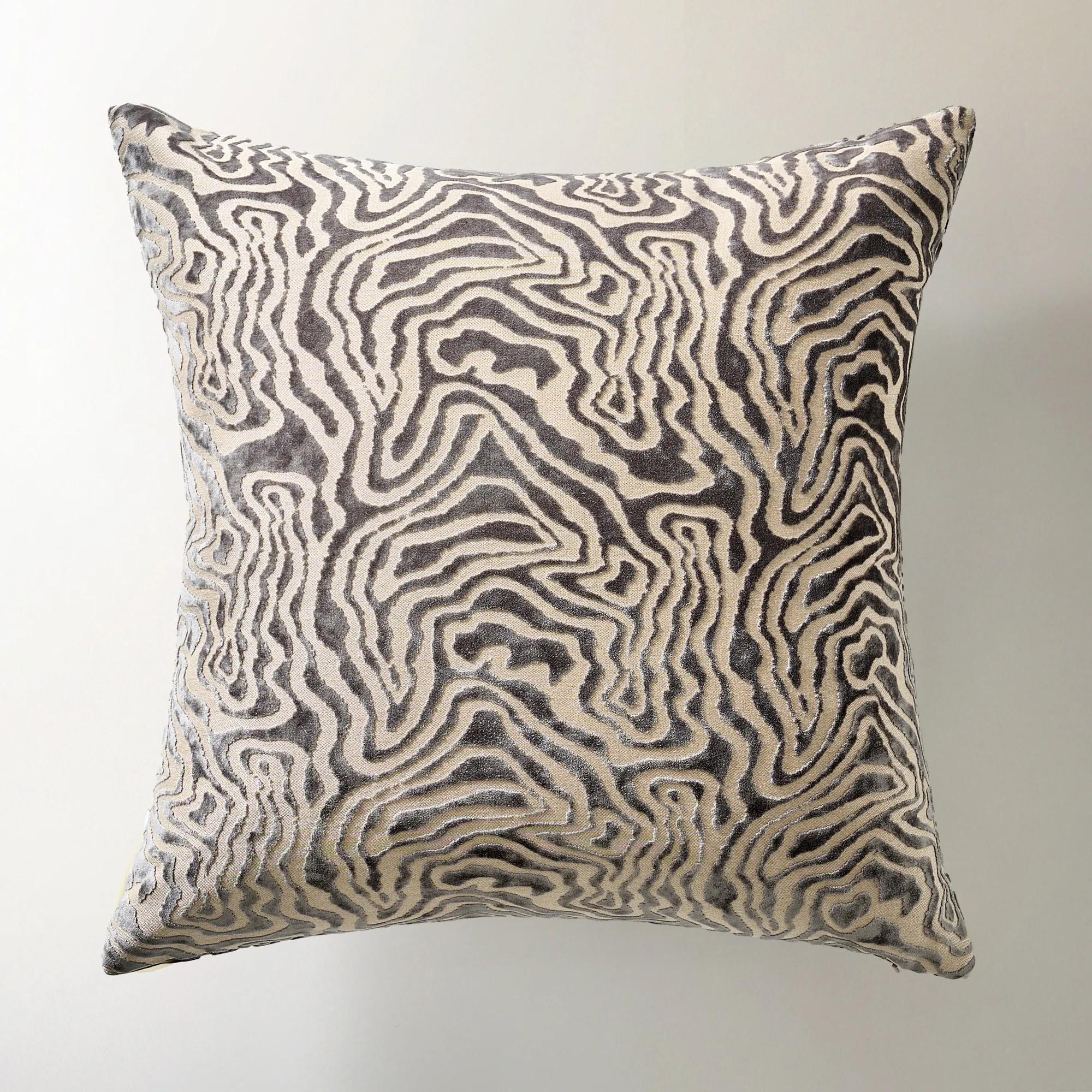 Echo Cut Velvet Pillow 24" - Smoked Pearl