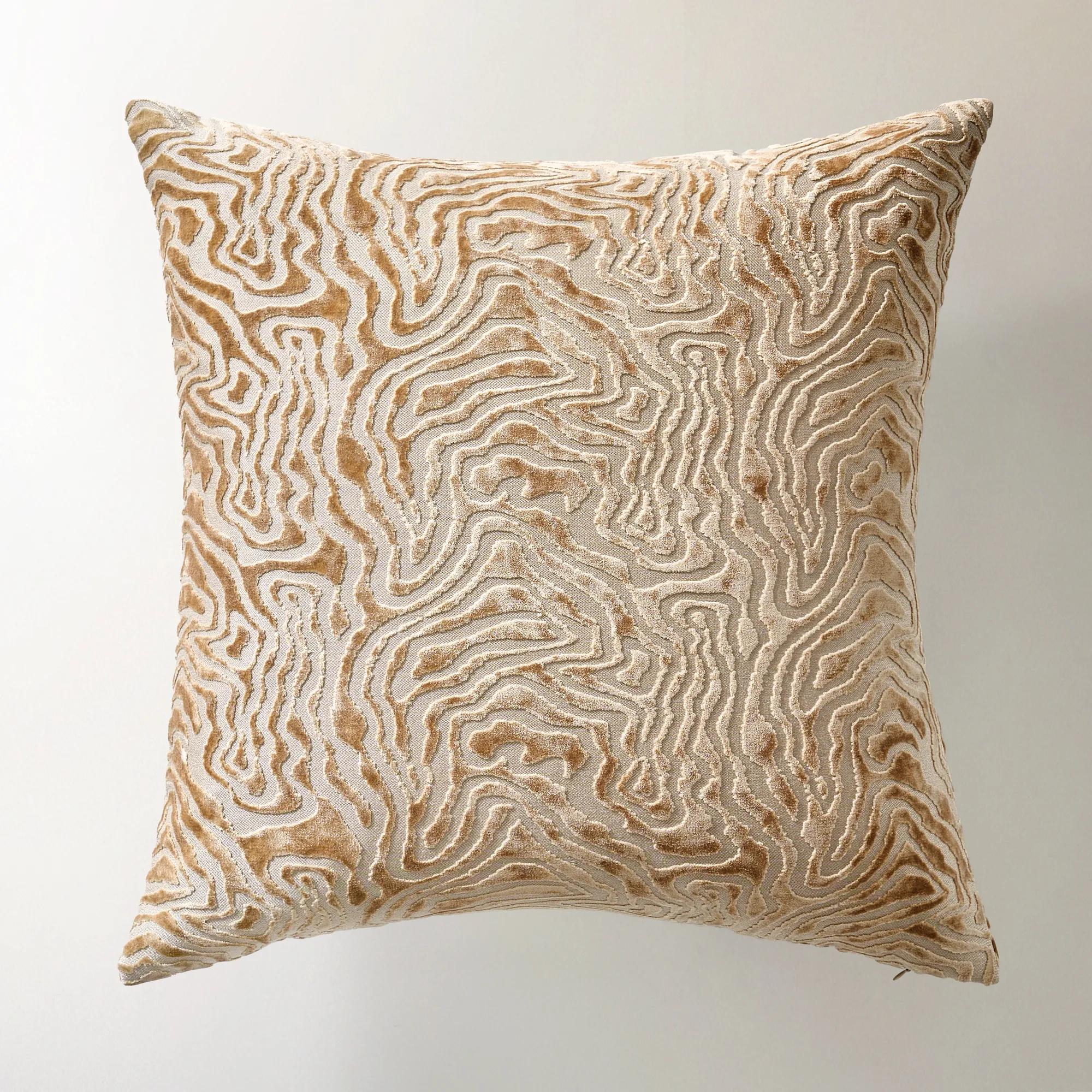 Echo Cut Velvet Pillow 24" - Ginger Root