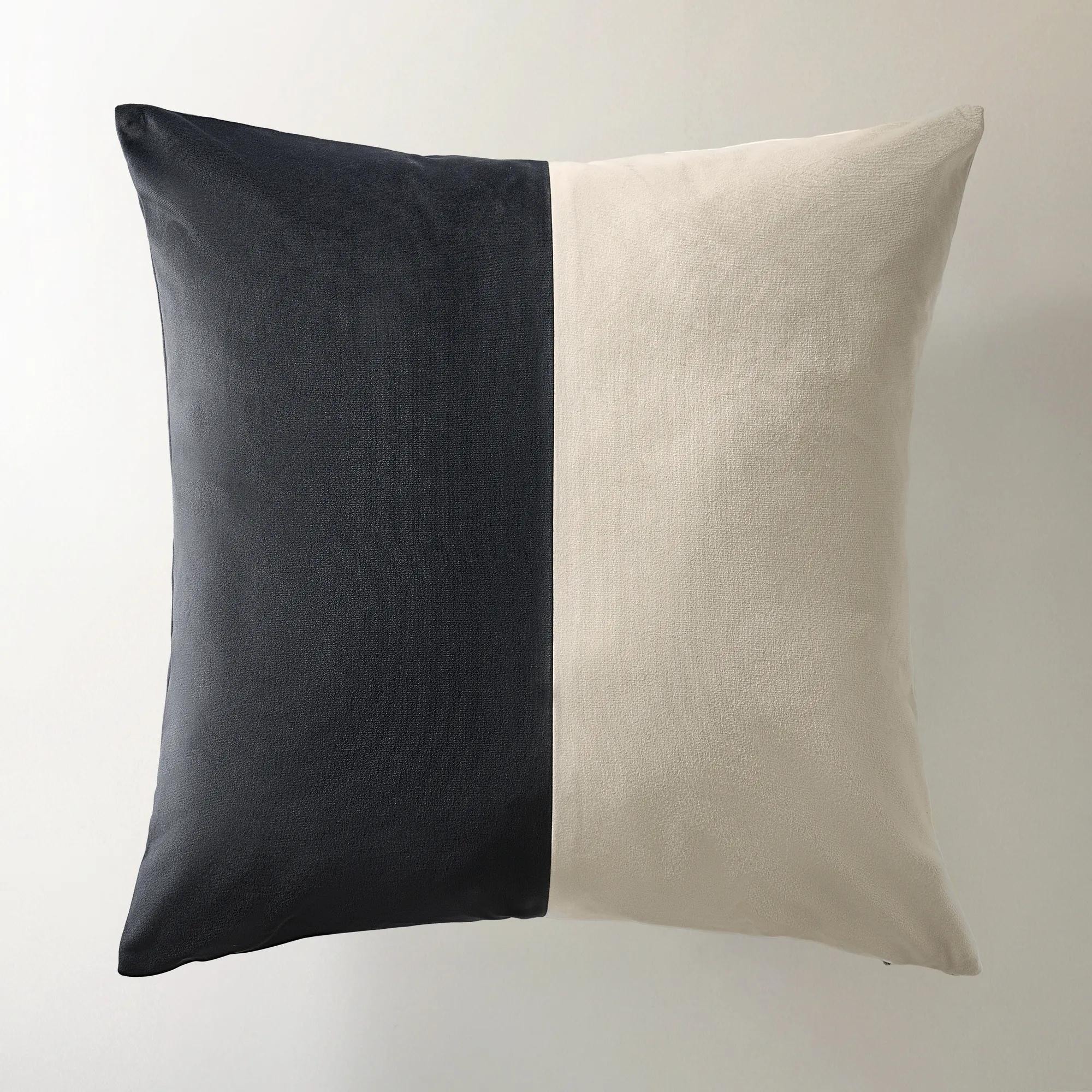 Dualis Color Block Pillow 22" - Black / Alabaster
