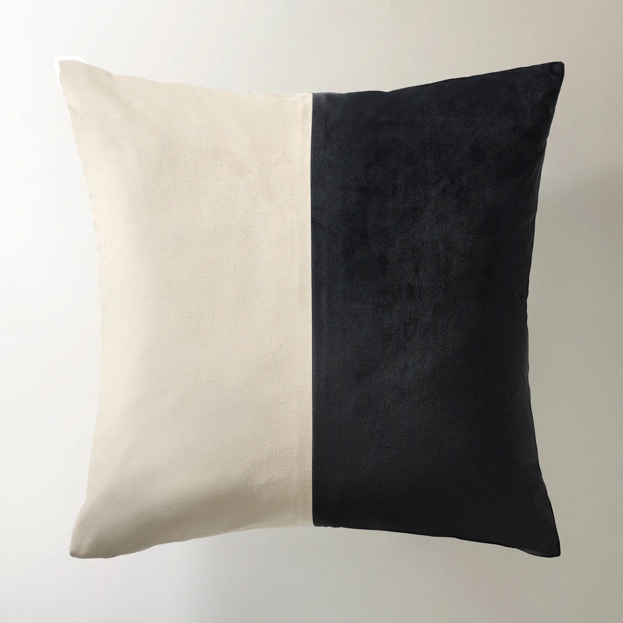 Dualis Color Block Pillow 22" - Black / Alabaster