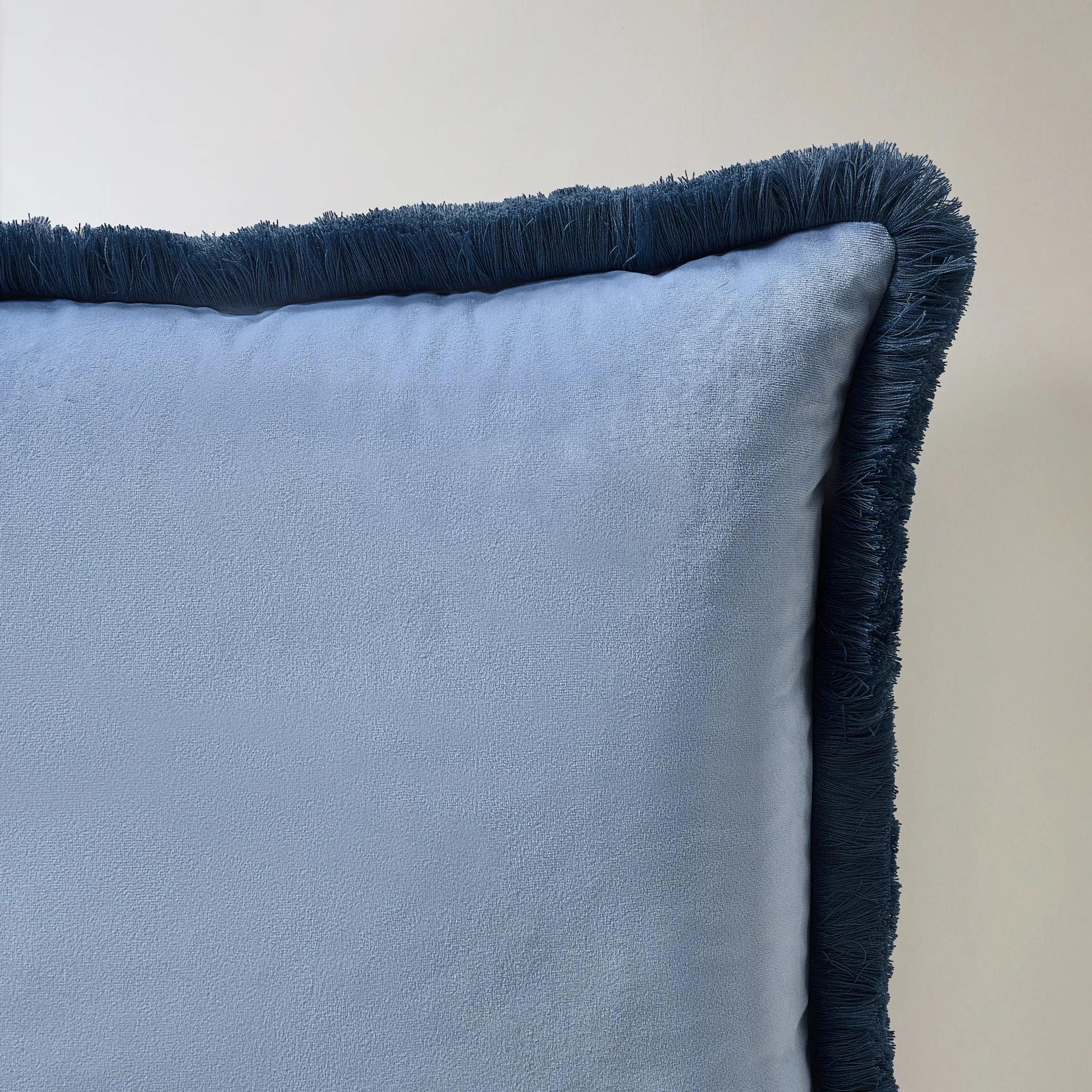 Freja Velvet Fringe Pillow 22" - Airy Blue
