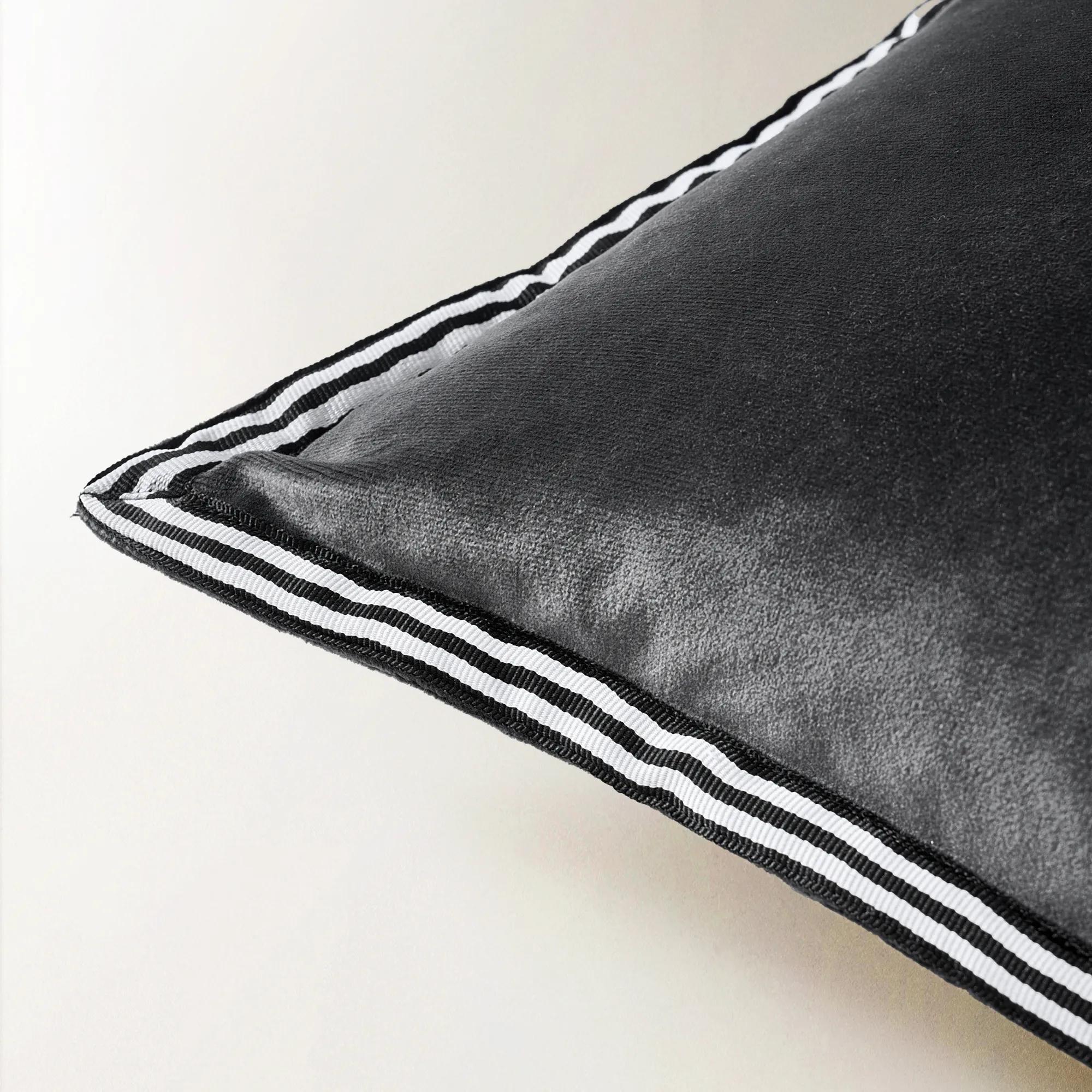 Linea Striped Trim Lumbar 20" x 14" - Charcoal