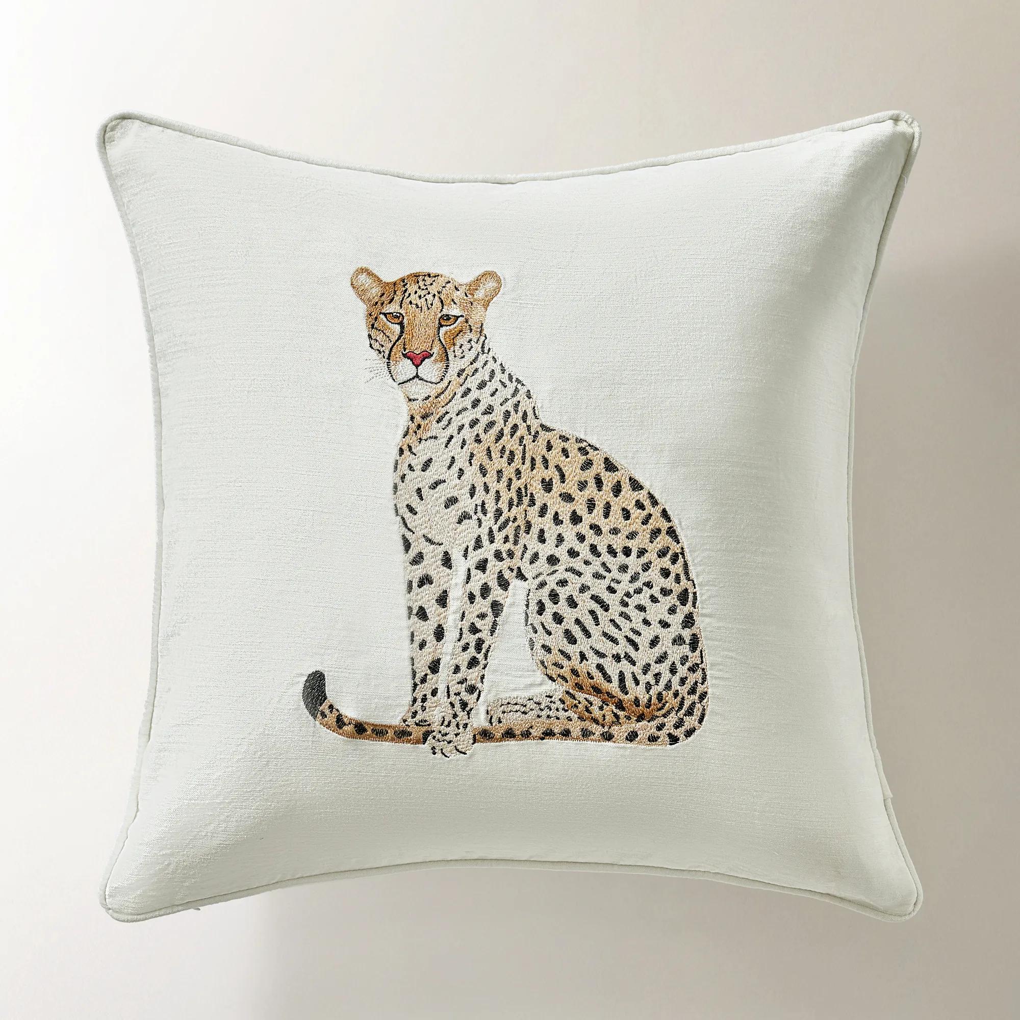 Lou Leopard Embroidered Pillow 22"
