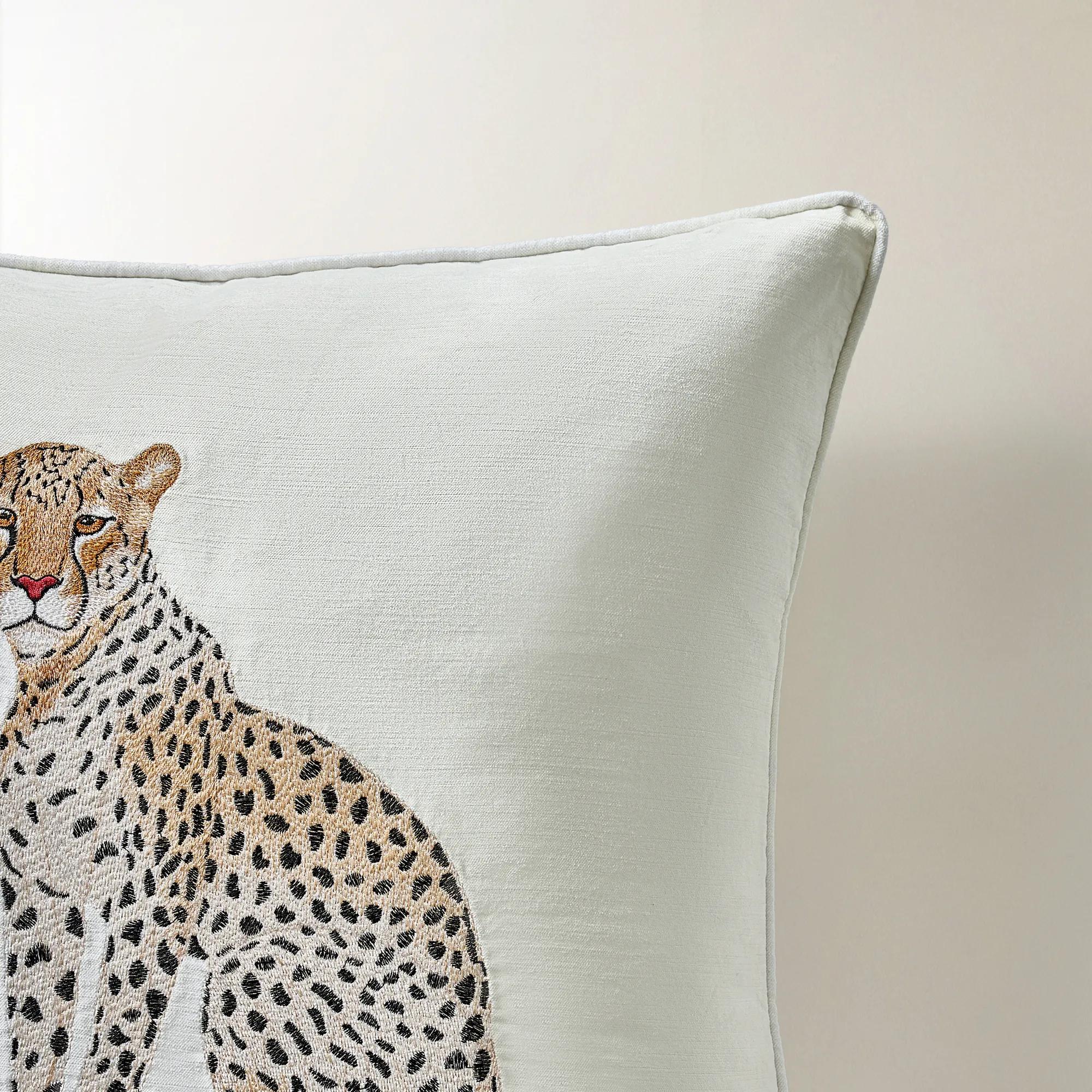 Lou Leopard Embroidered Pillow 22"