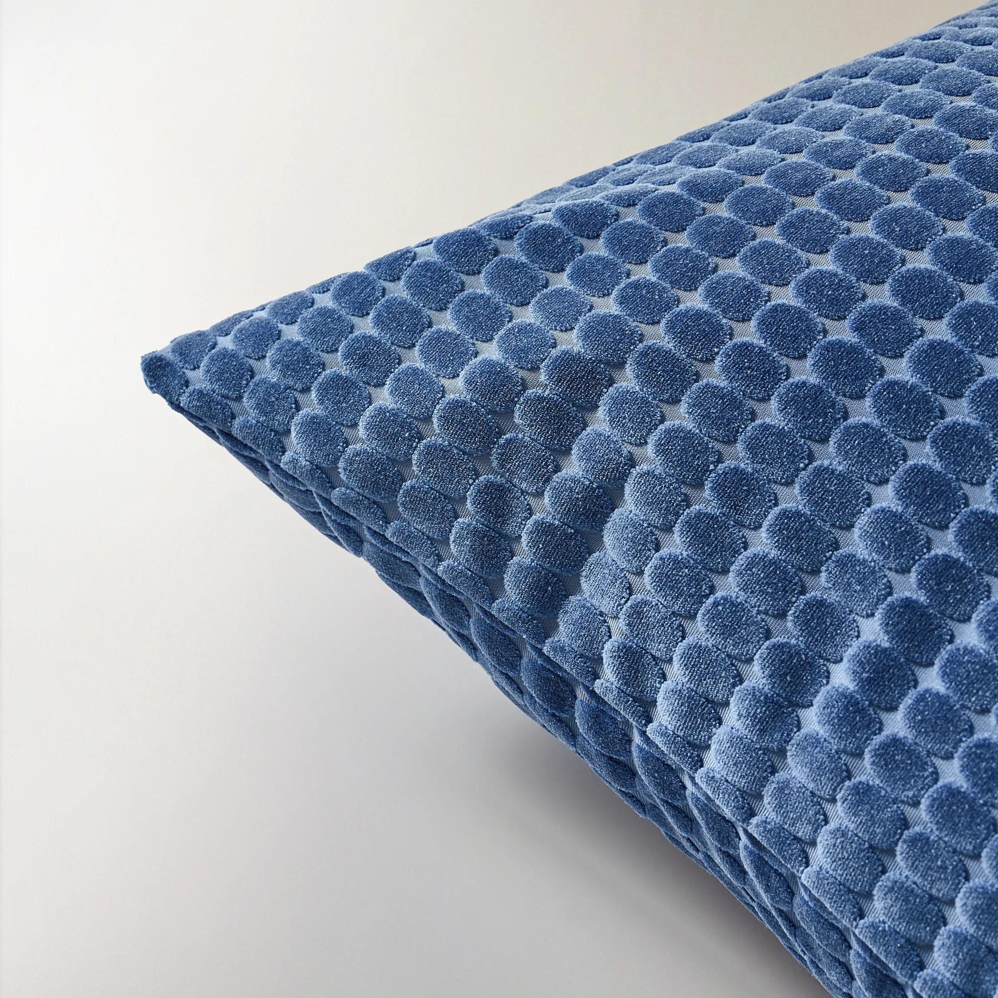 Dottie Cut Velvet Pillow 22" - French Blue