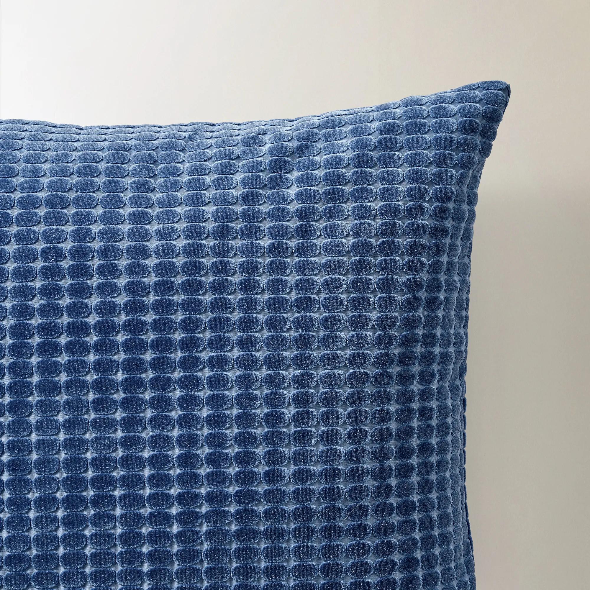 Dottie Cut Velvet Pillow 22" - French Blue
