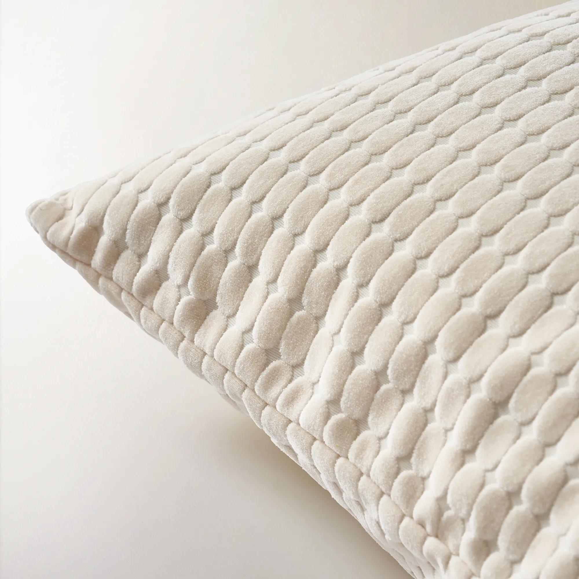 Dottie Cut Velvet Pillow 22" - White