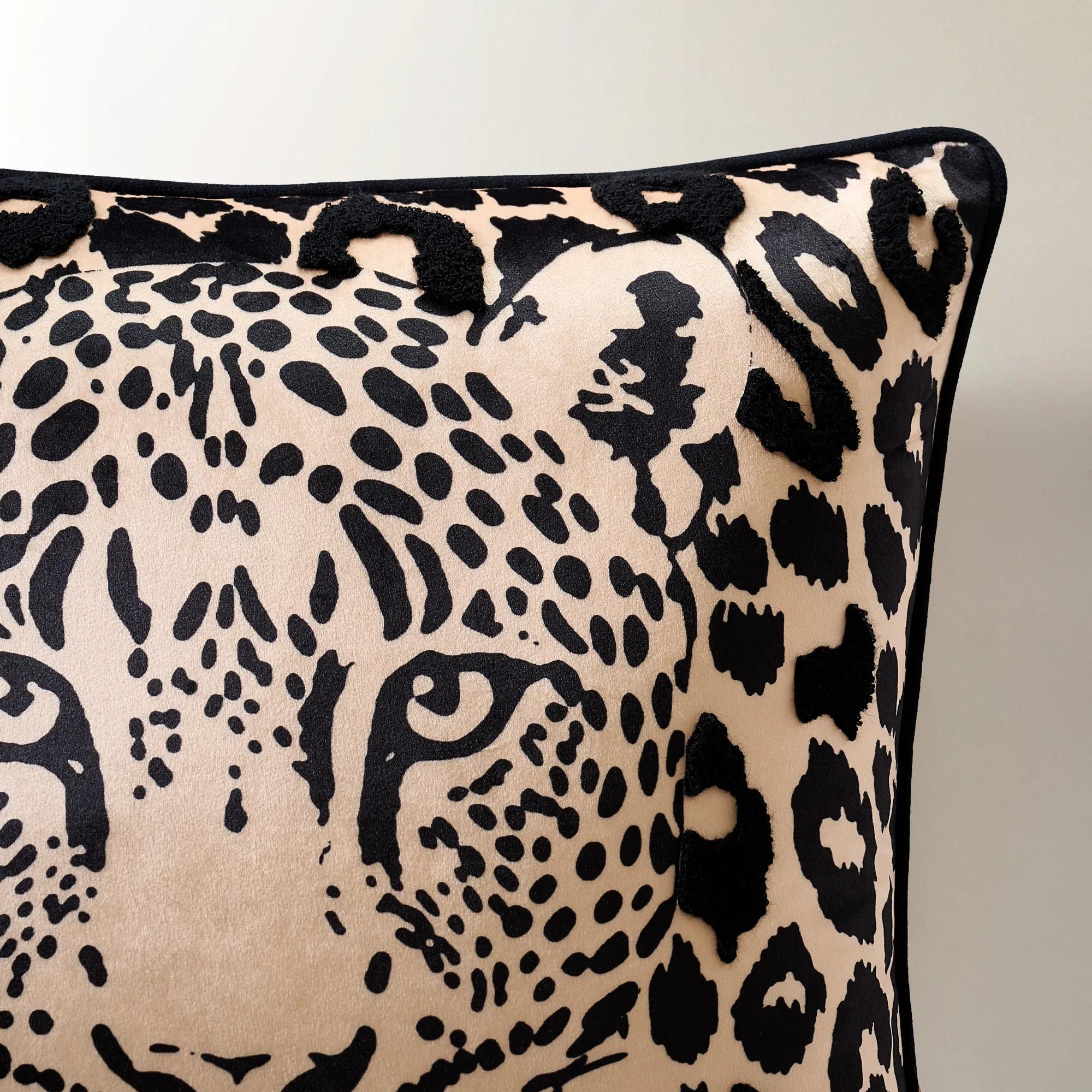 Zulu Leopard Embroidered Pillow
