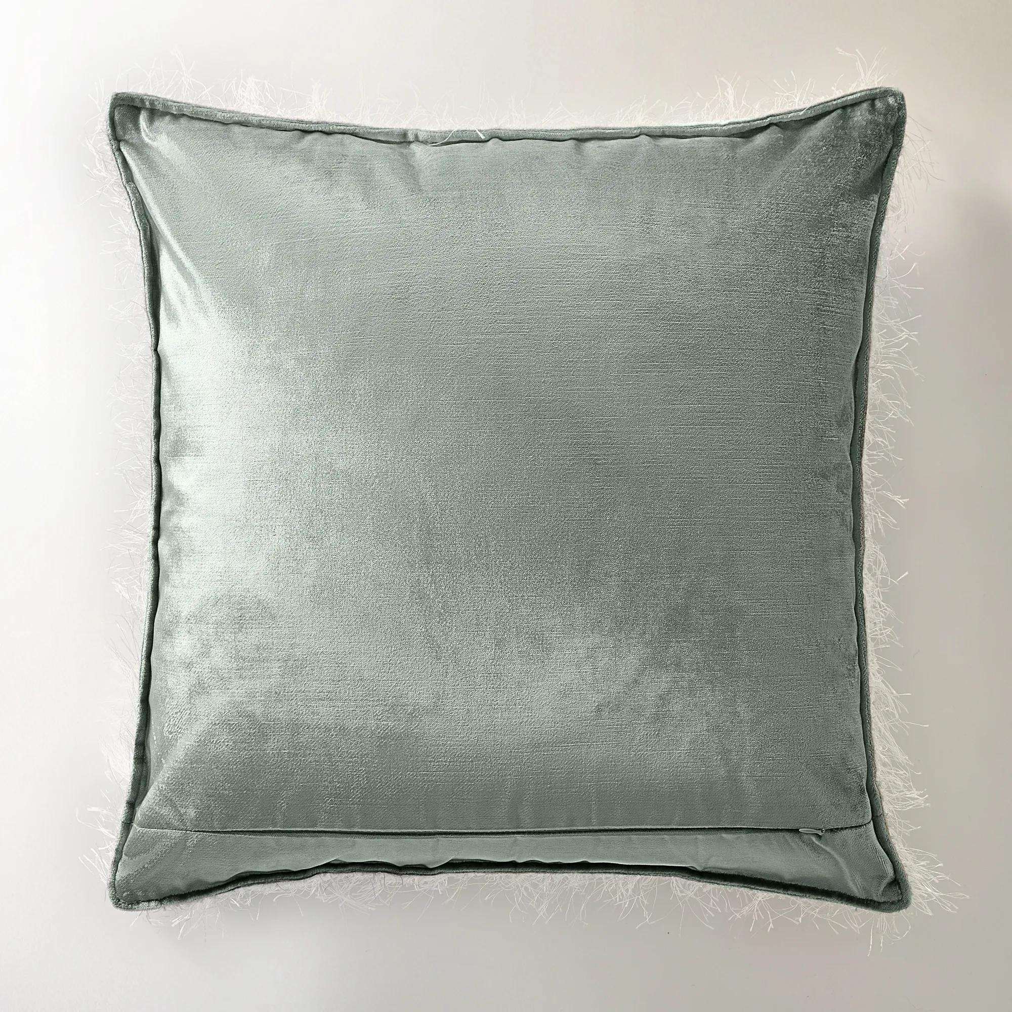 Crane Embroidered Pillow 20" - Soft Muted Olive