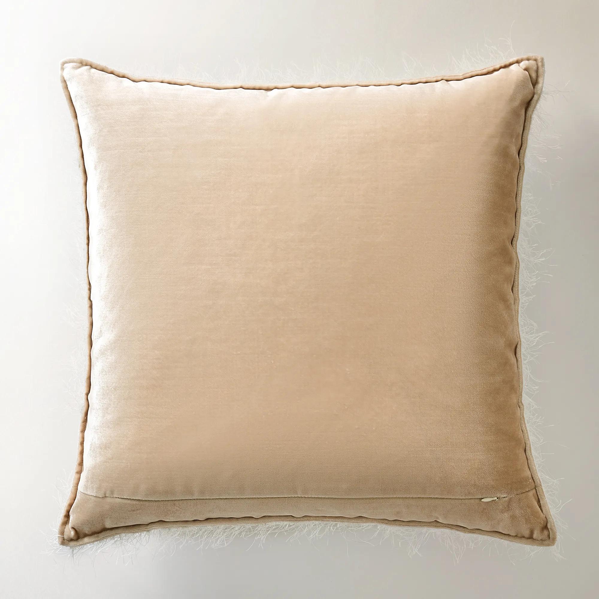 Crane Embroidered Pillow 20" - Soft Butter Cream