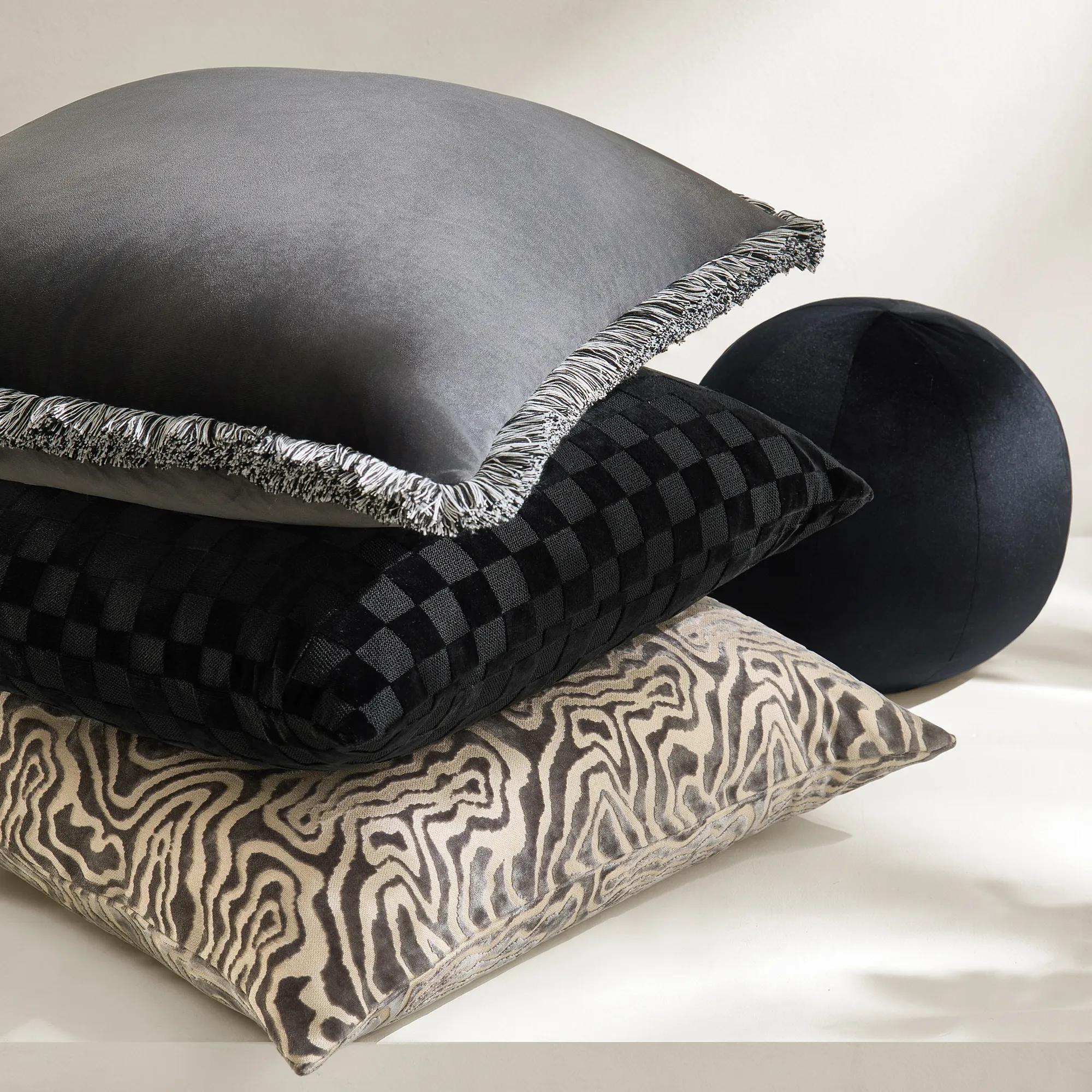Veda Velvet Ball Pillow 12" - Black