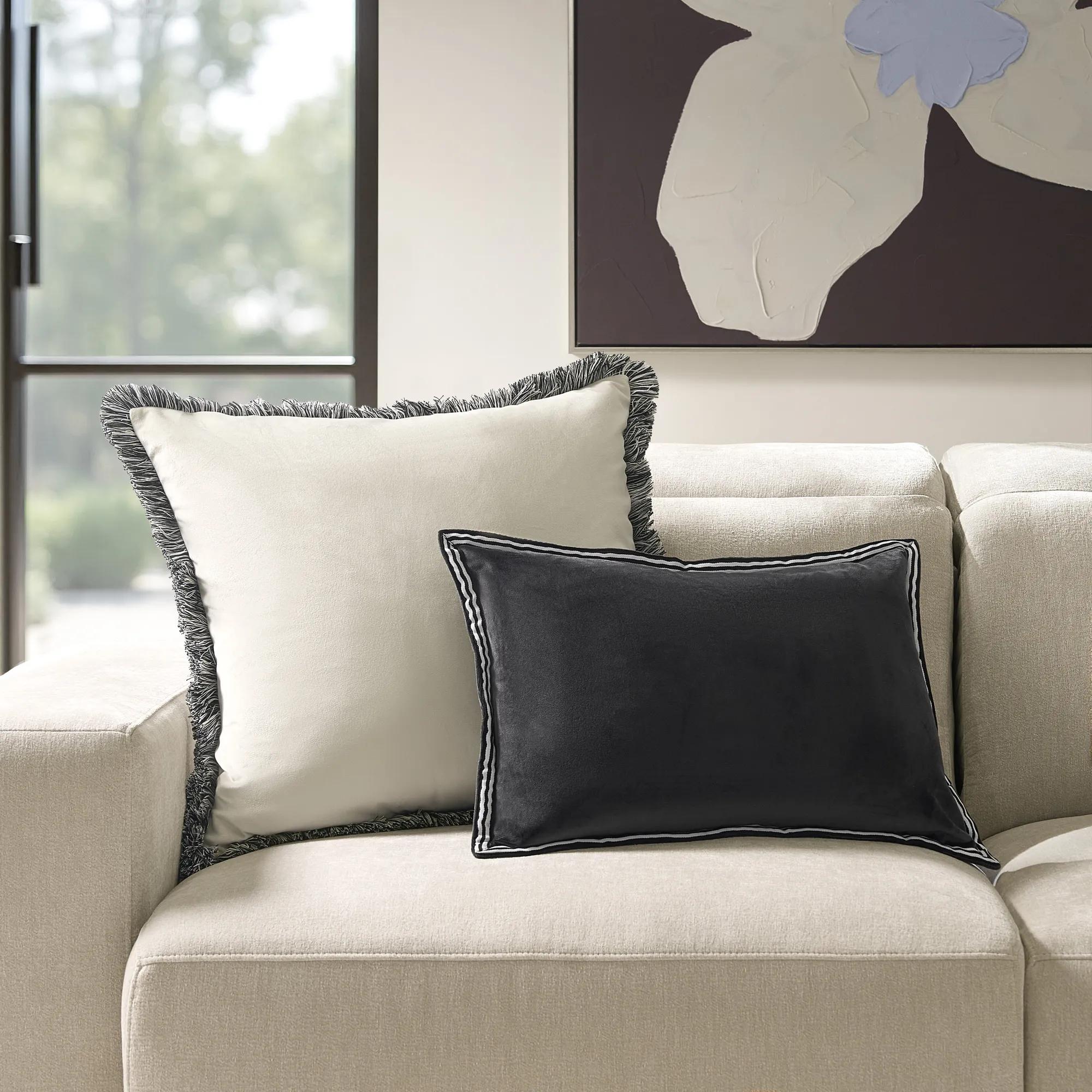 Linea Striped Trim Lumbar 20" x 14" - Charcoal