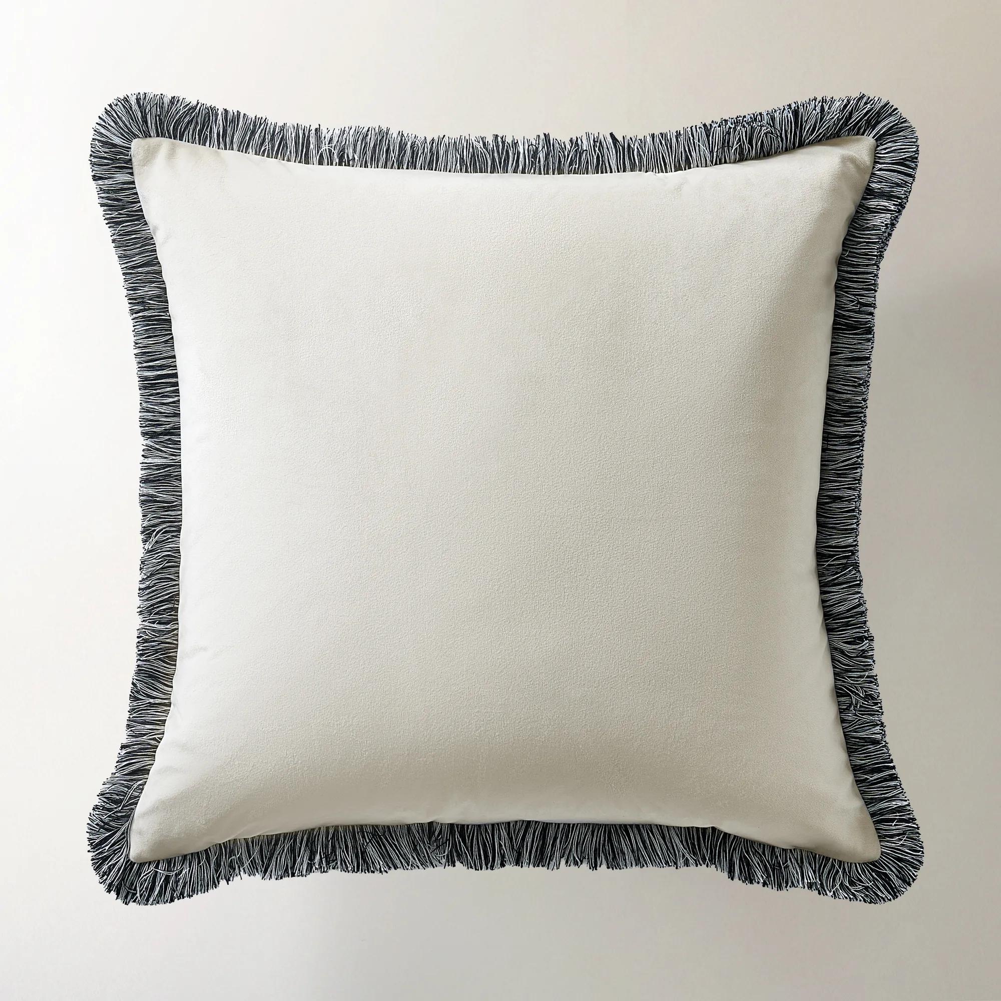 Freja Fringe Pillow 22" - Alabaster/Black