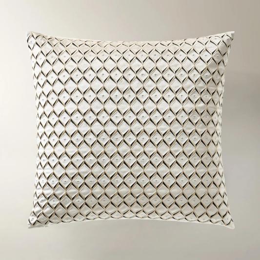 Boucard Diamond Check Embroidered Pillow 22" - Alabaster