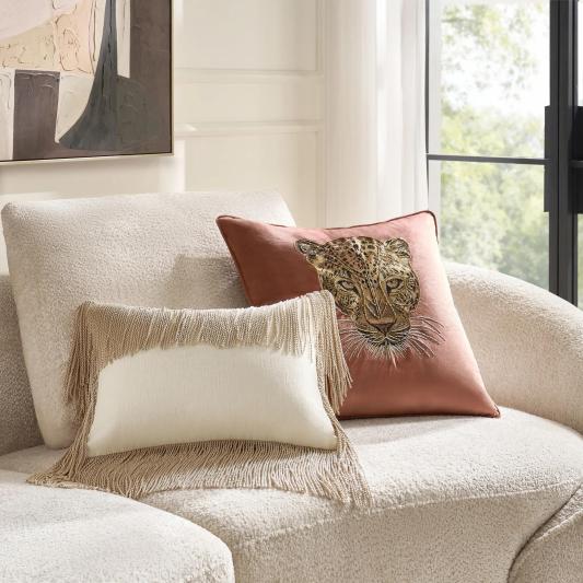 Fia Rope Fringe Lumbar 14"x 20" - Taupe/Ivory
