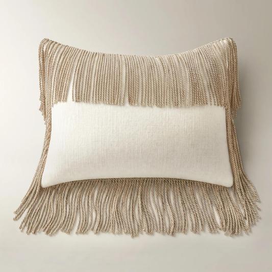Fia Rope Fringe Lumbar 14"x 20" - Taupe/Ivory