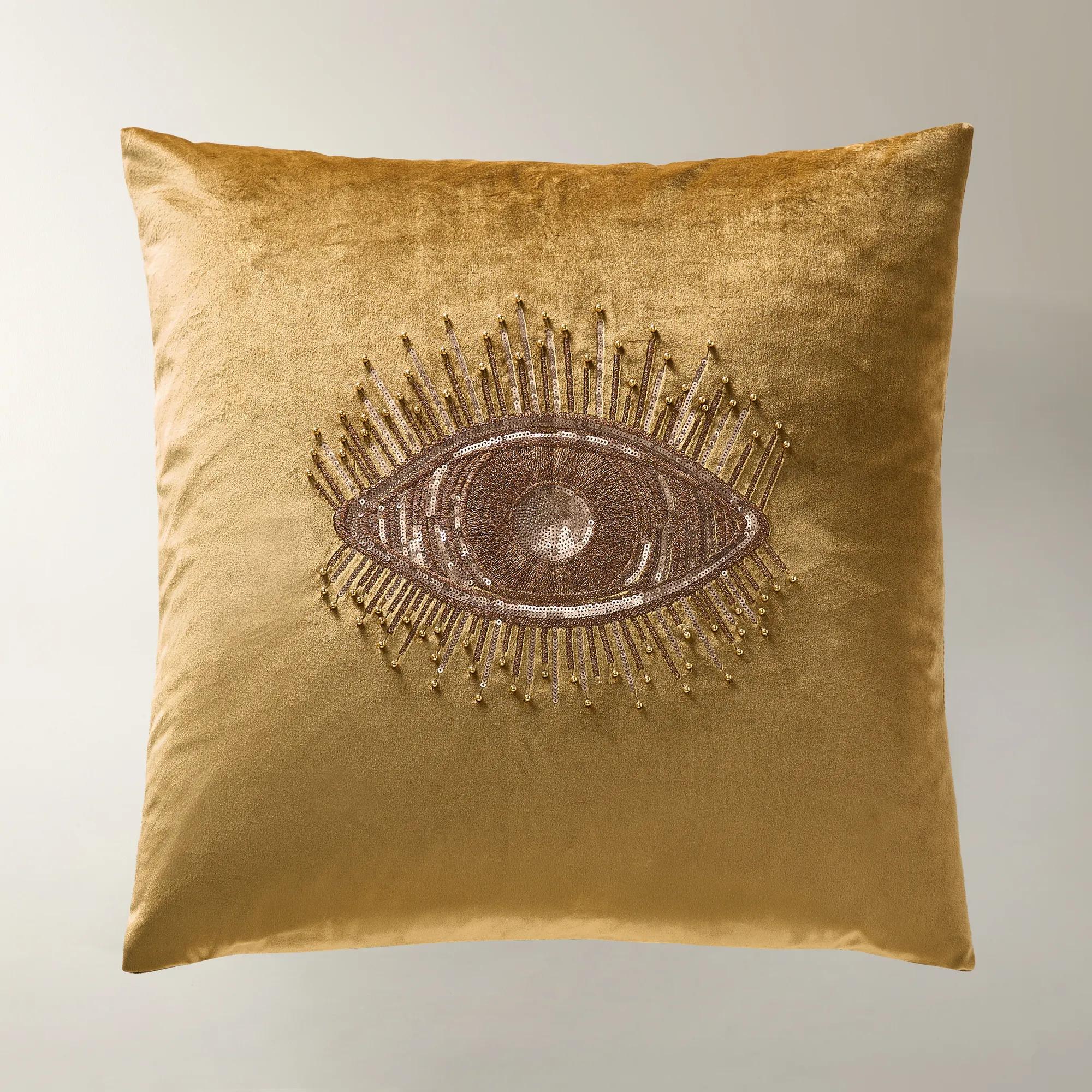 Glam Eye Embellished Velvet Pillow 20"