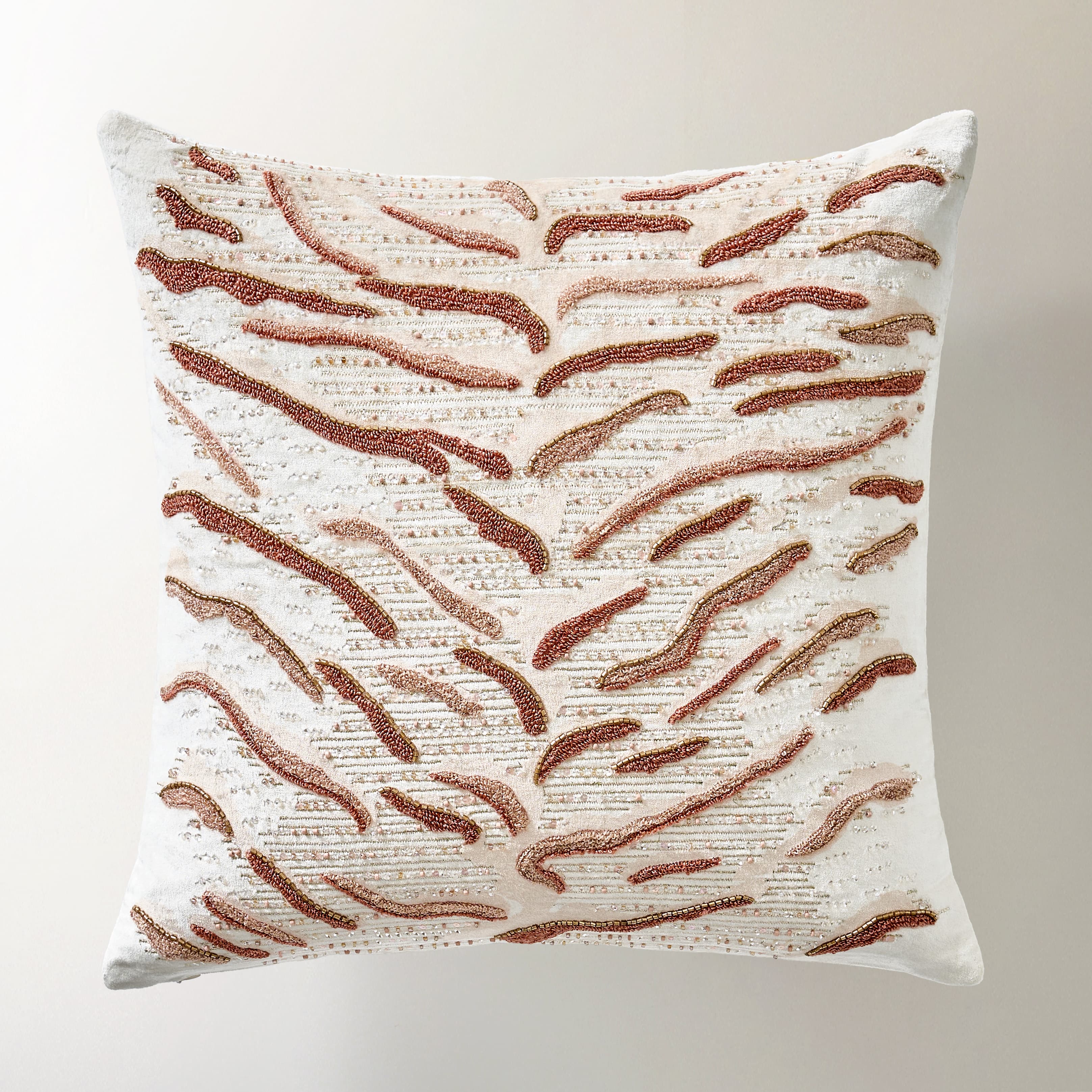 Roary Beaded Pillow 20" - Mocha Mousse