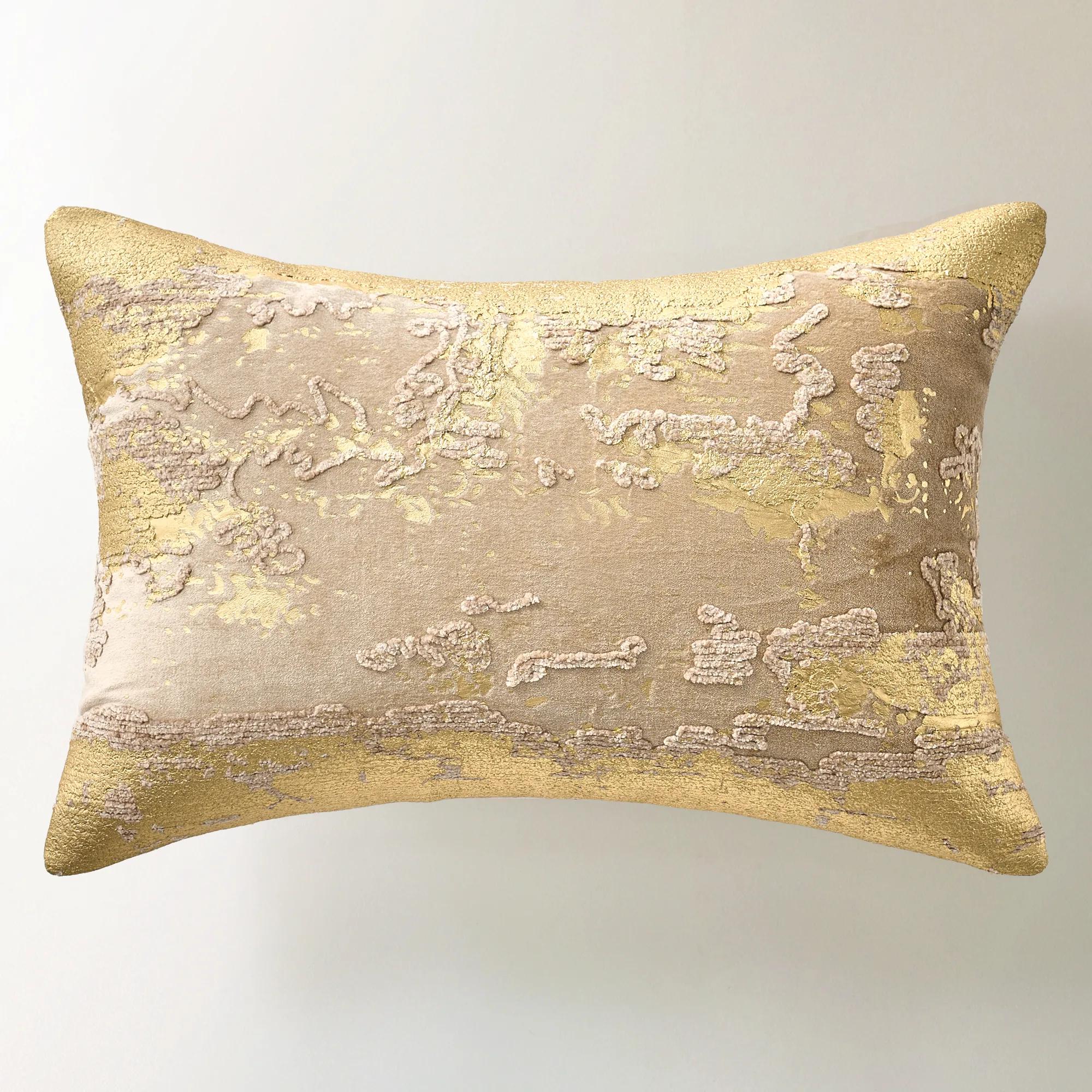 Oria Metallic Embroidered Lumbar - Soft Nude/Gold