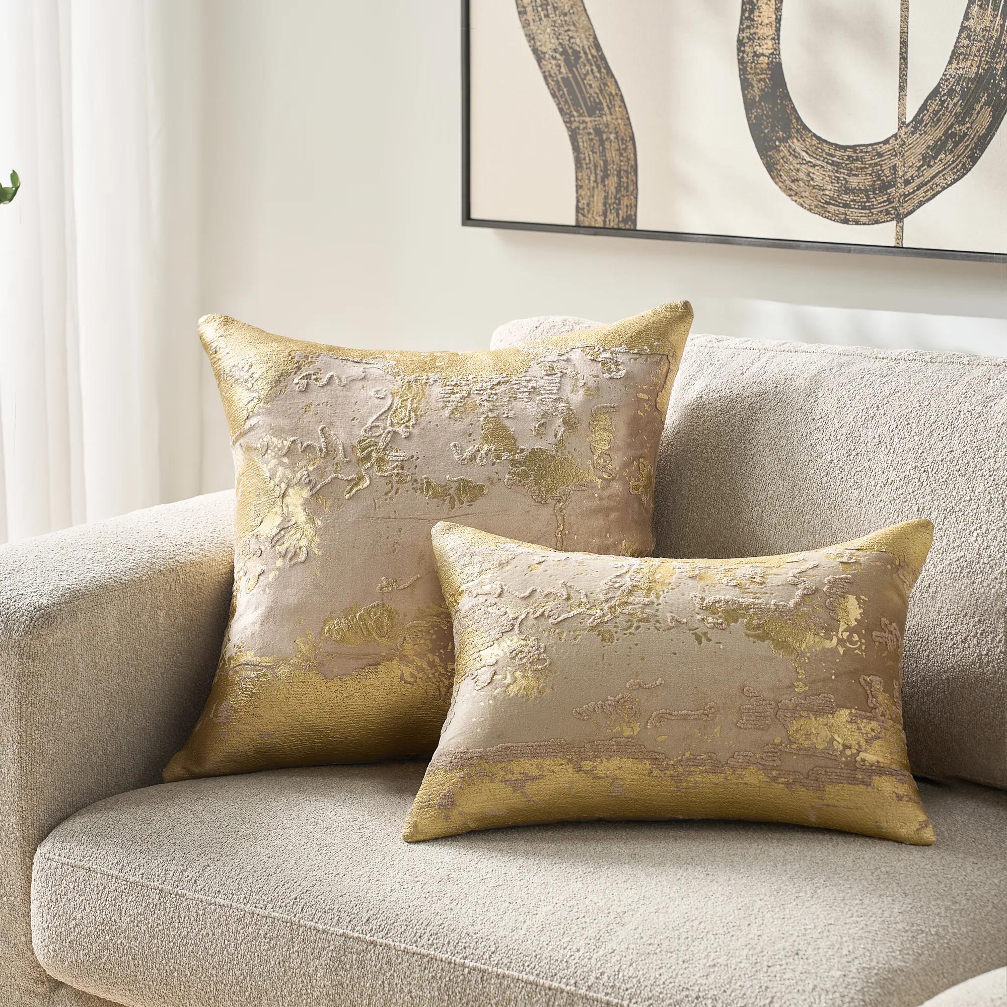 Oria Metallic Embroidered Lumbar - Soft Nude/Gold