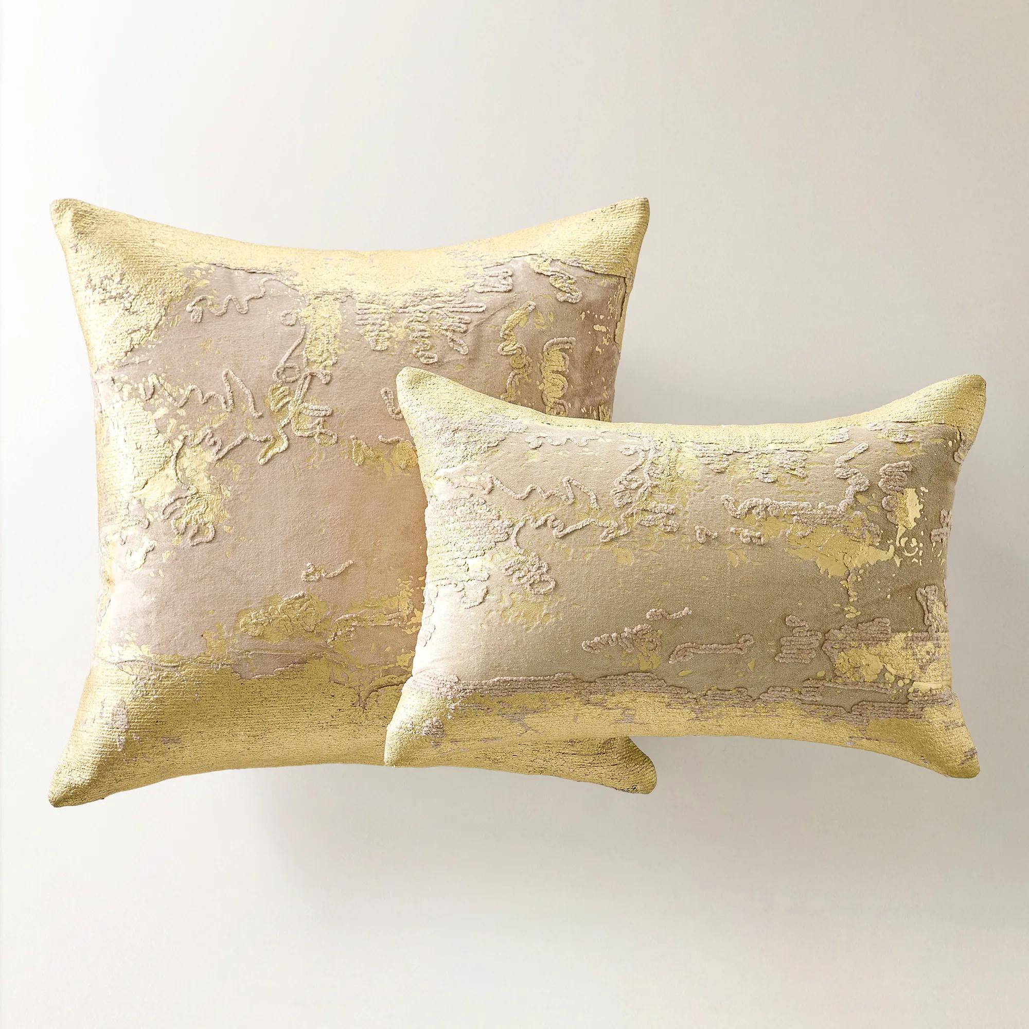 Oria Metallic Embroidered Lumbar - Soft Nude/Gold