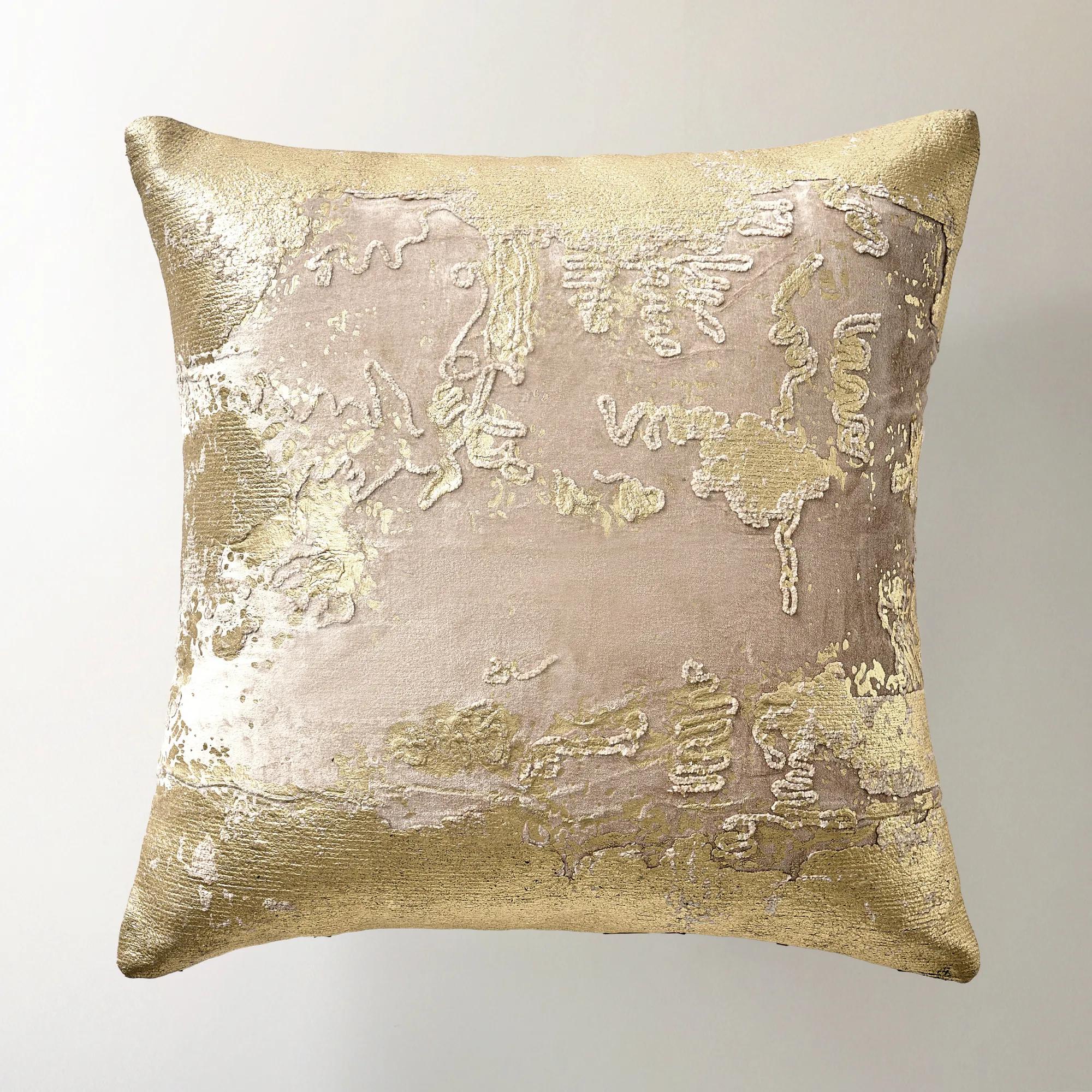 Oria Metallic Embroidered Lumbar - Soft Nude/Gold